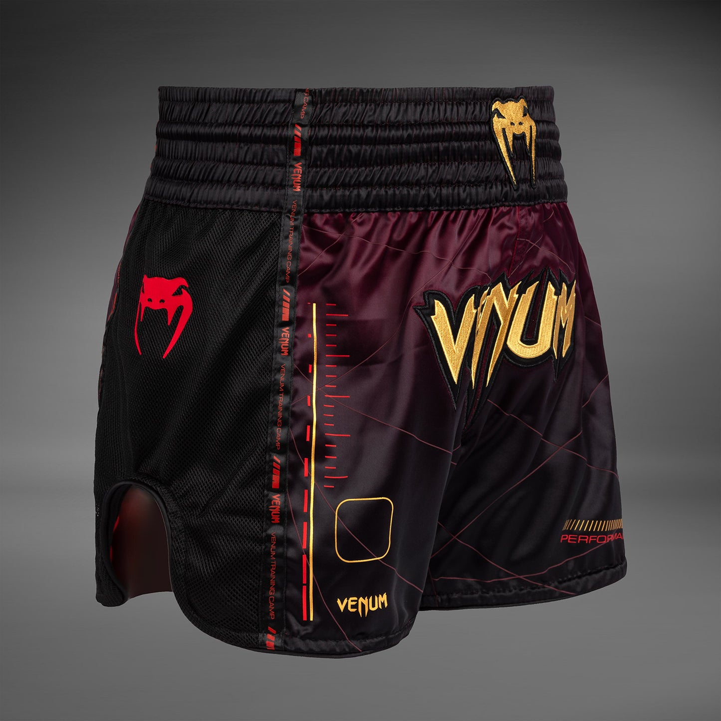 Venum Tactical XT Muay Thai Shorts - Schwarz/Burgund/Gold