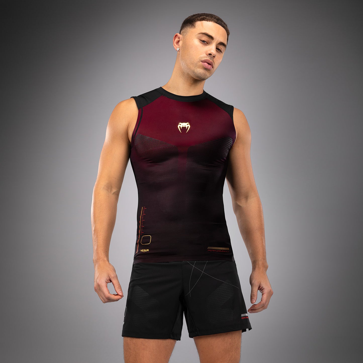 Venum Tactical XT Ärmellos Rashguard für Männer - Schwarz/Burgund/Gold