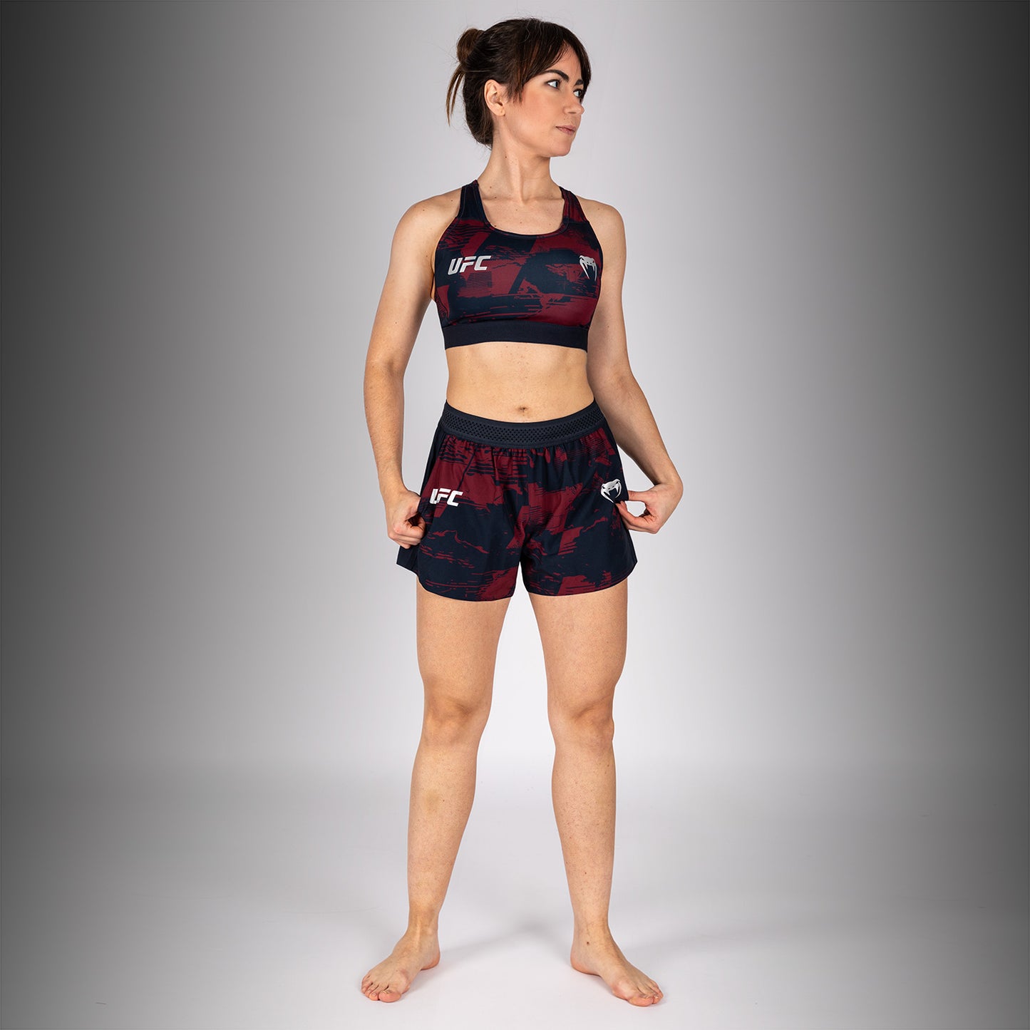 UFC Zenith by Venum Authentic Fight Week Performance Short Damen - Marineblau/Burgunderrot/Silber