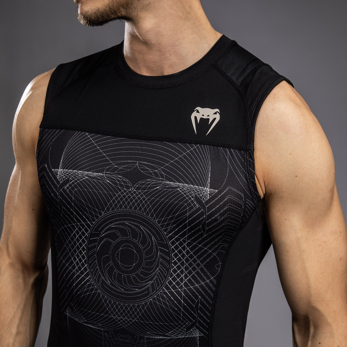 Venum G-Fit Air Herren Ärmelloses Rashguard - Tiefschwarz/Wüstensand