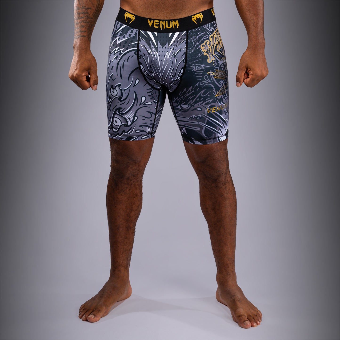 Venum Wolf Atak Kompressionsshort – Schwarz/Grau
