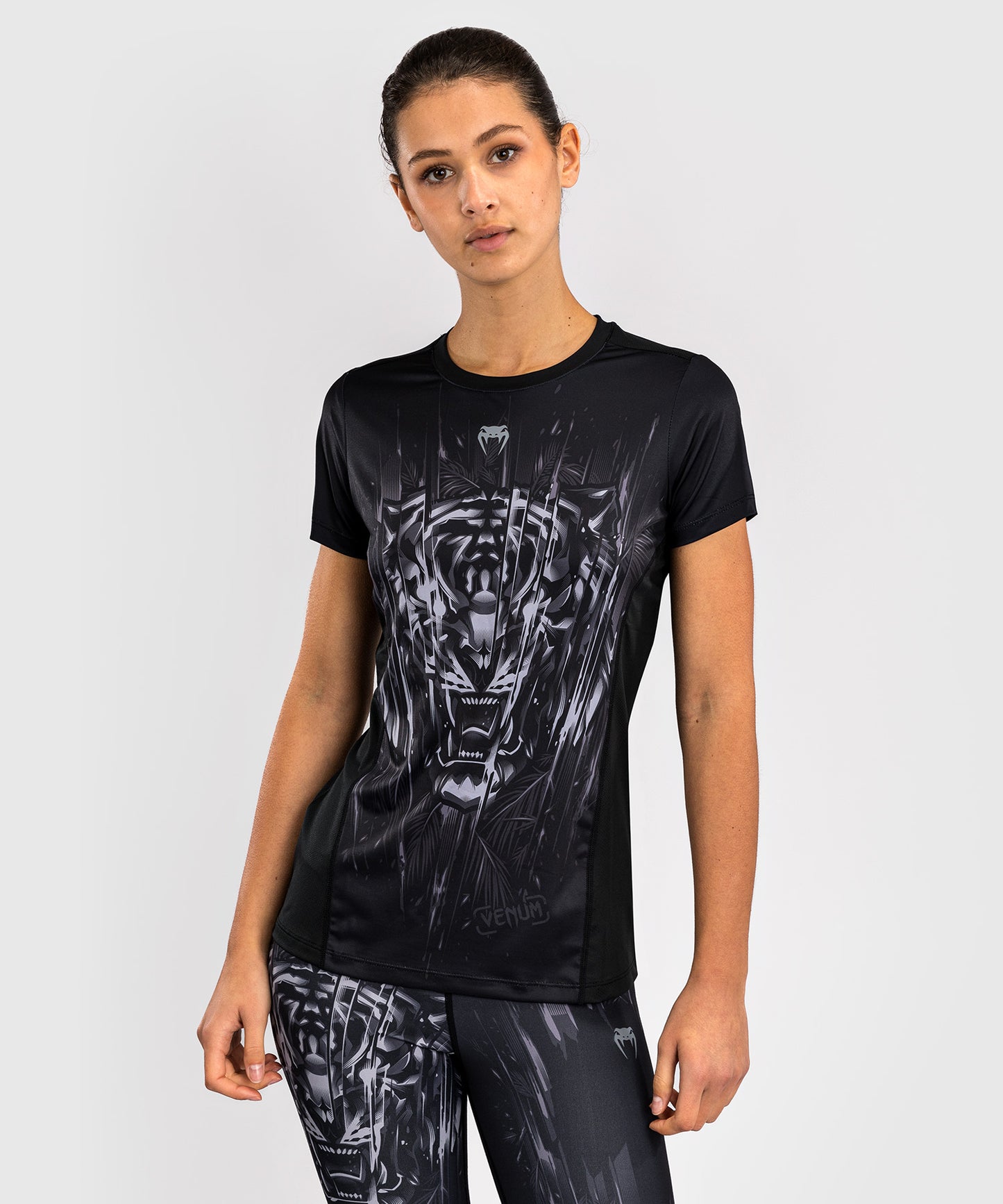 Venum Tiger Damen Dry Tech T-Shirt - Schwarz/Silber