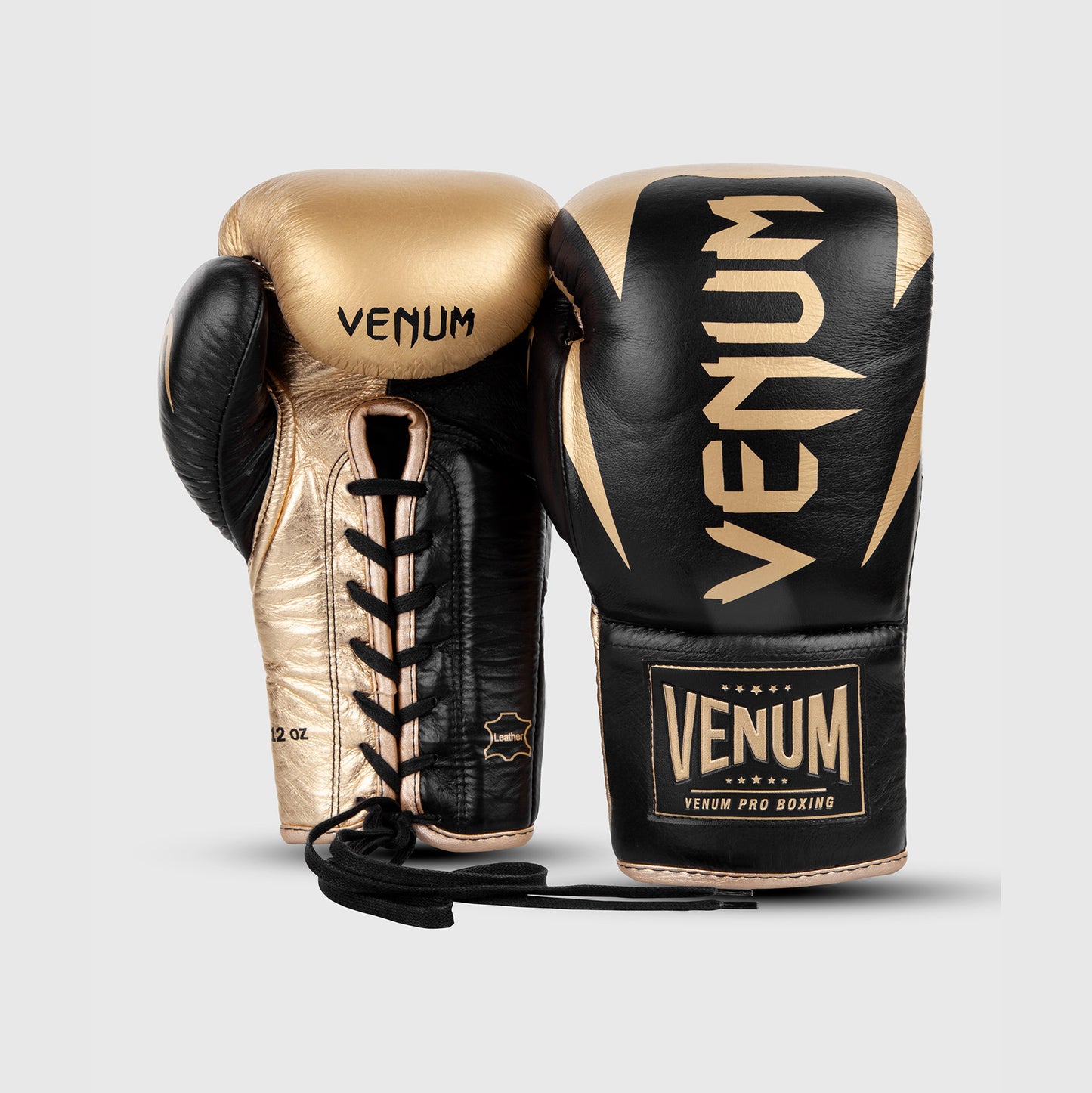 Venum Hammer Profi-Boxhandschuhe mit Schnürung - Schwarz/Gold