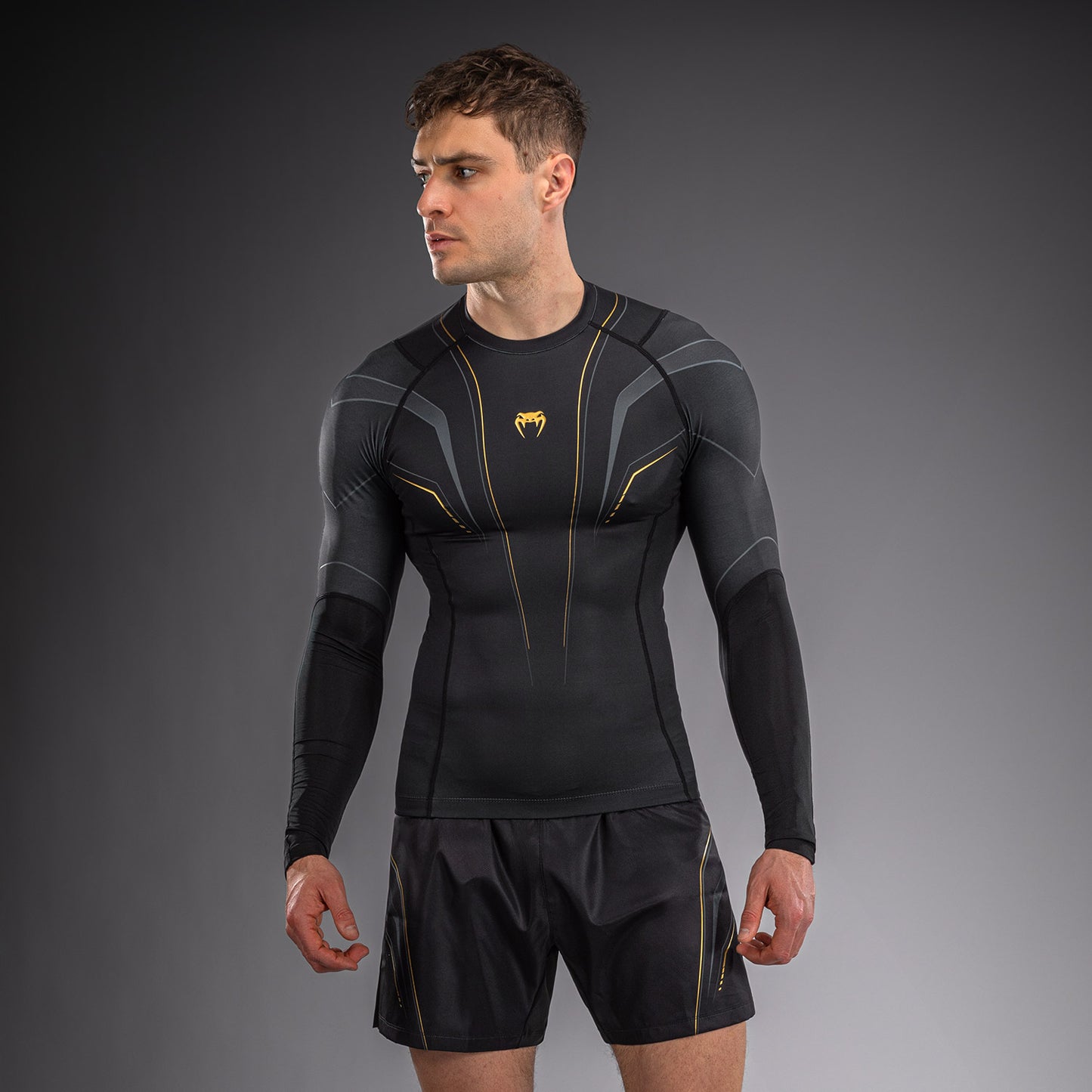 Venum Streamline Langarm Rashguard – Schwarz/Gold