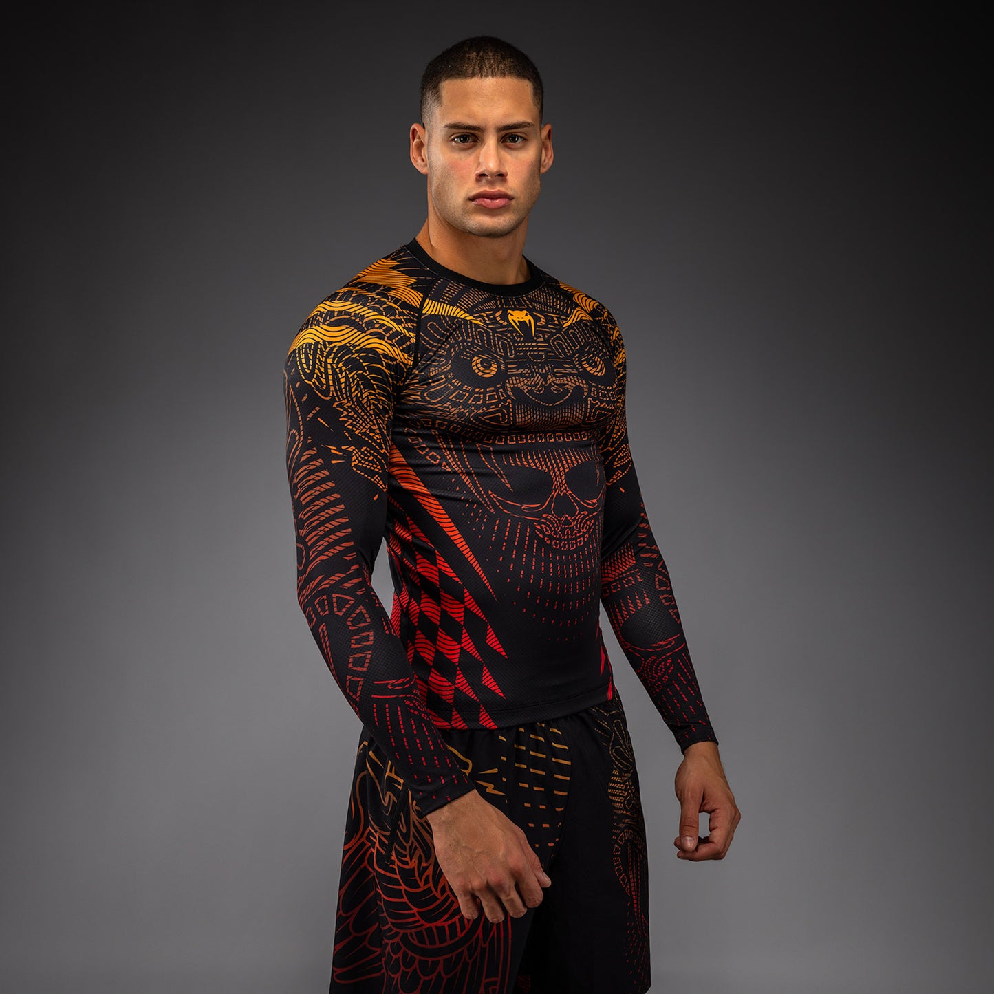 Venum Quetzal Fury Langarm Rashguard - Schwarz/Fury Rot/Tangerine