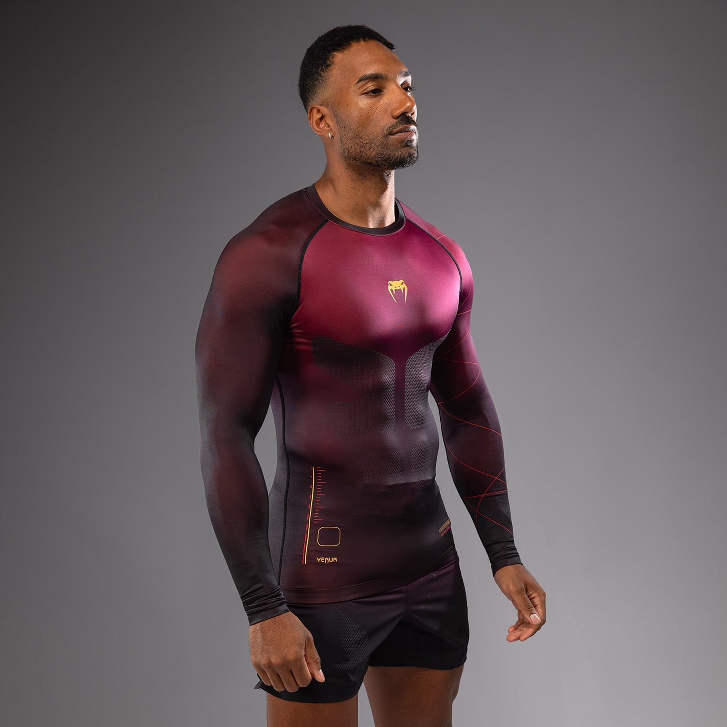 Venum Tactical XT Herren Langarm Rashguard - Schwarz/Burgund/Gold