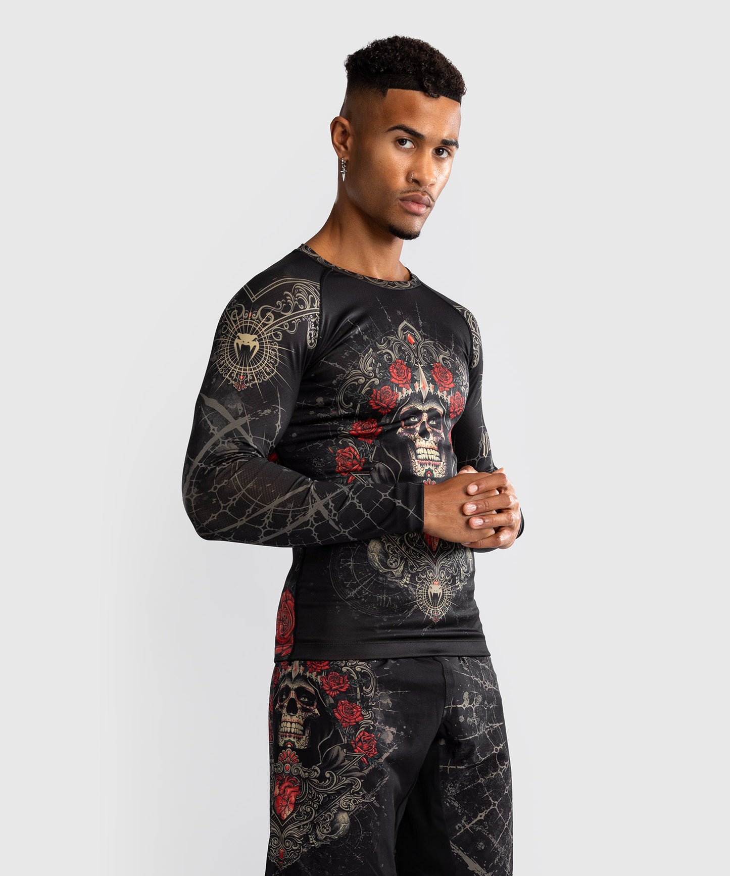 Venum Santa Muerte 5.0 Herren Langarm Rashguard - Tiefes Schwarz/Gold