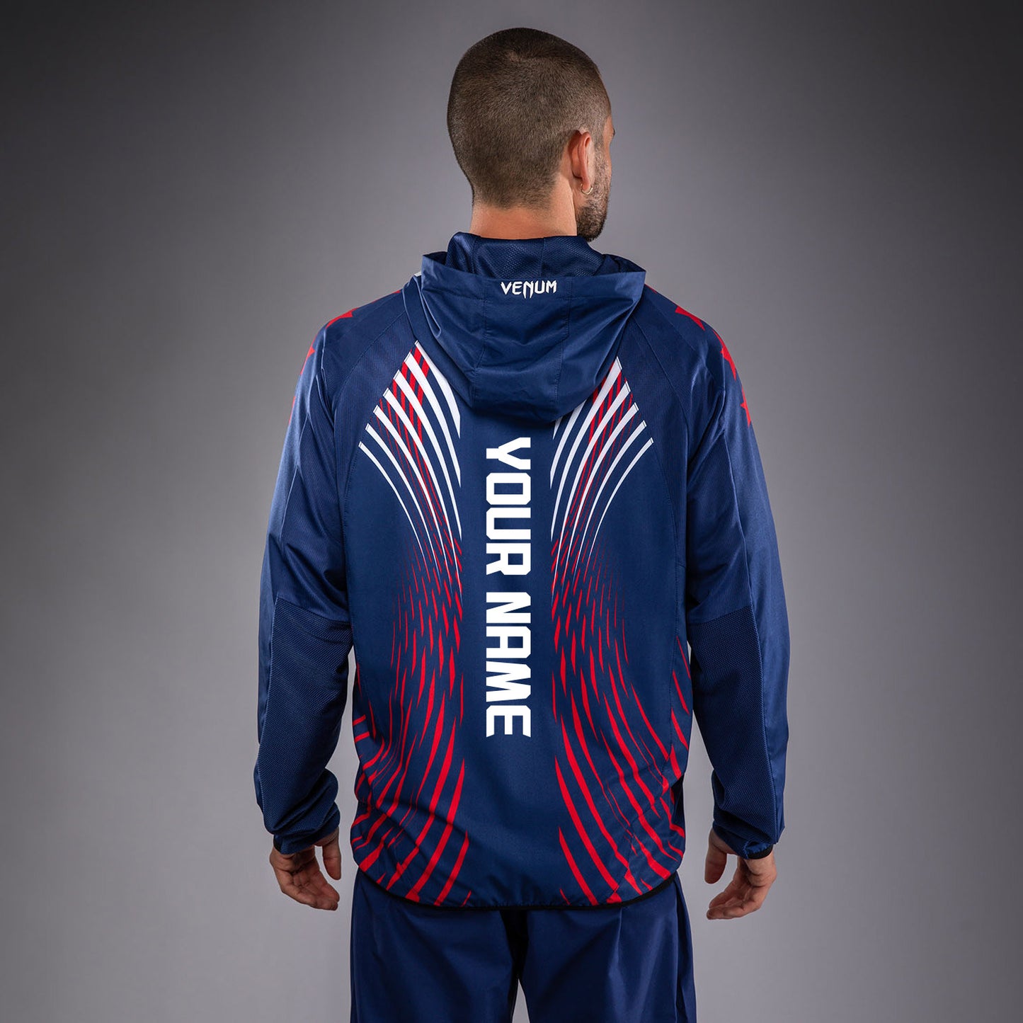 Official UFC Freedom 250 by Venum Personalisiert Authentic Fight Night Walkout Hoodie für Herren - Blau