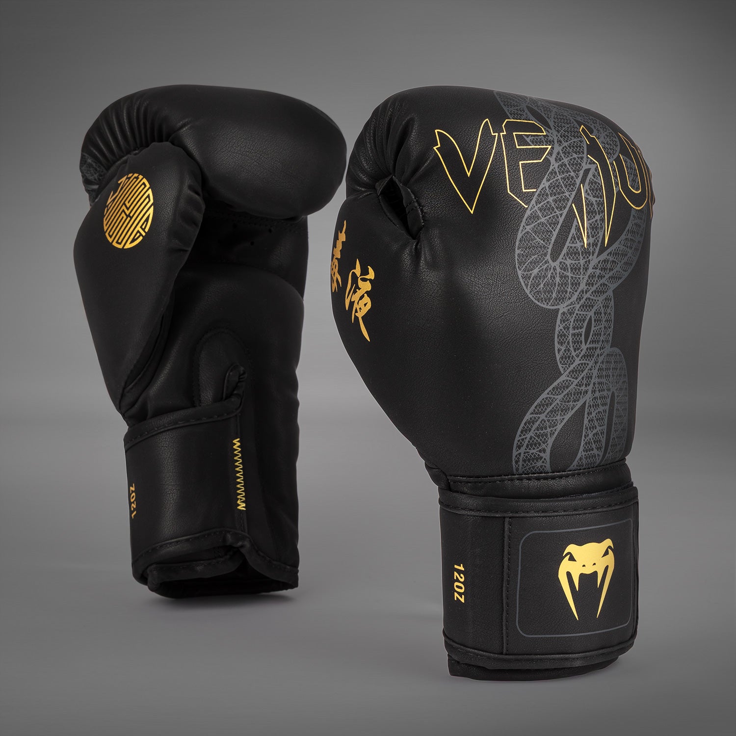 black snake handschuhe Venum Serpenti Boxhandschuhe – Schwarz/Silber/Gold