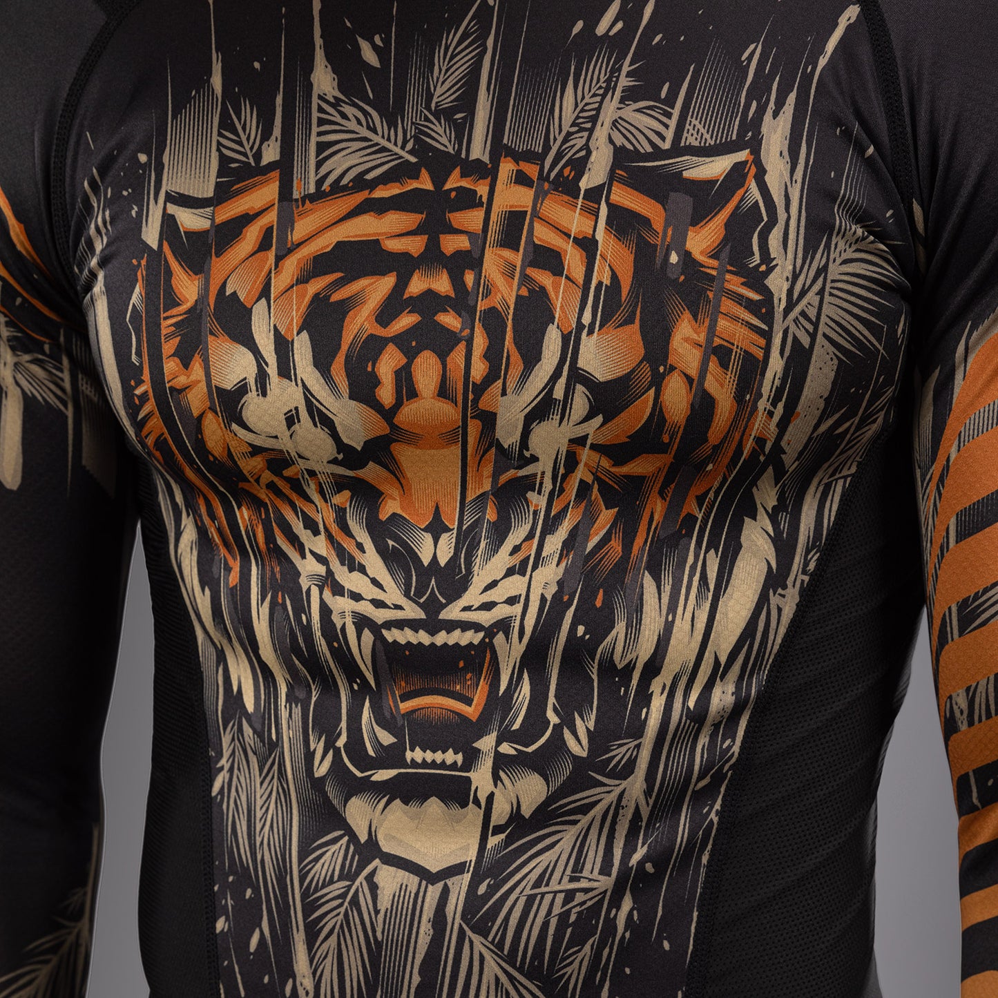 Venum Tiger Herren Langarm Rashguard - Schwarz/Neonorange