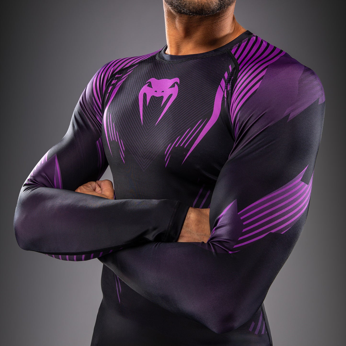 Venum No-Gi 6.0 Langarm Rashguard - Schwarz/Lila