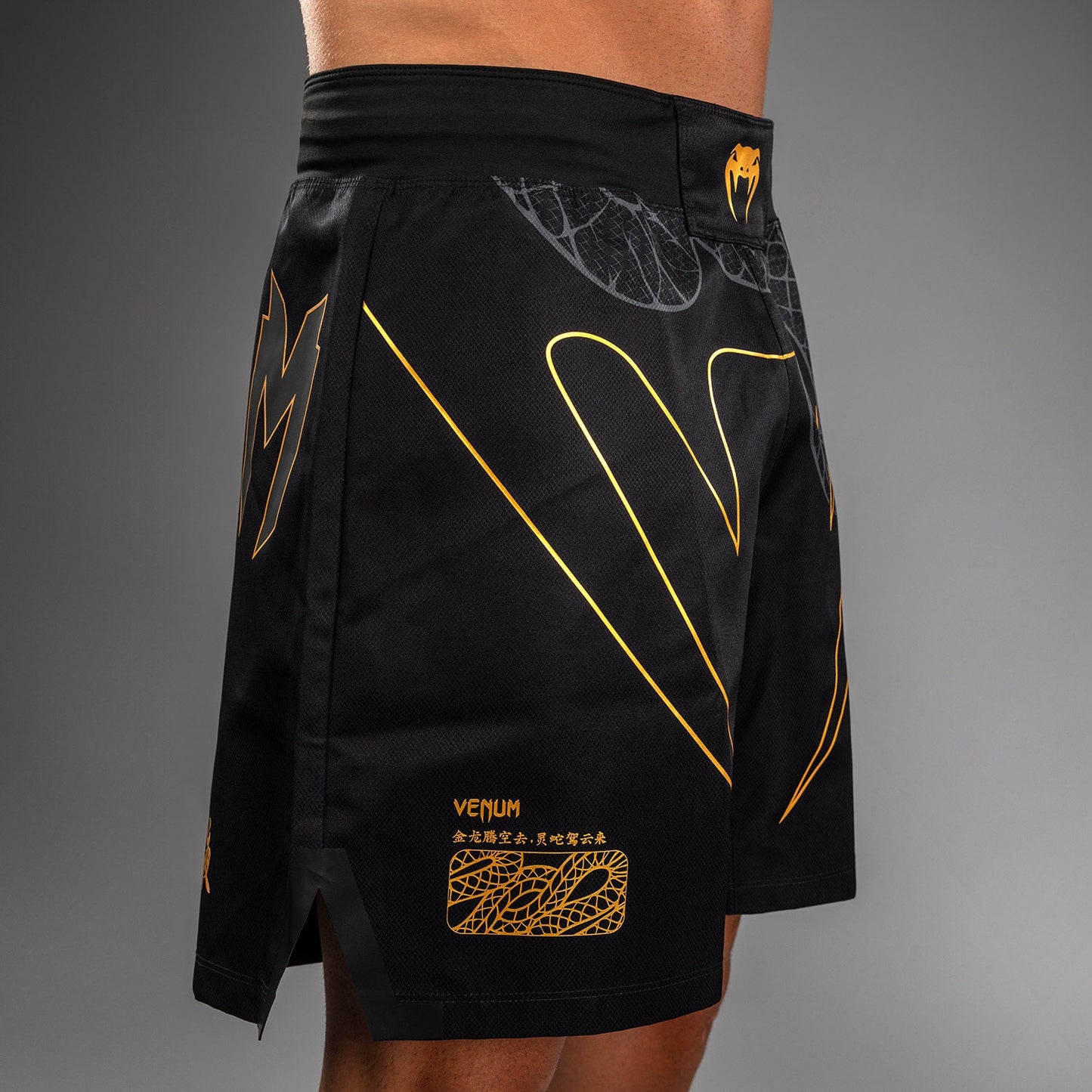 Venum Serpenti Fight Shorts – Schwarz/Silber/Gold