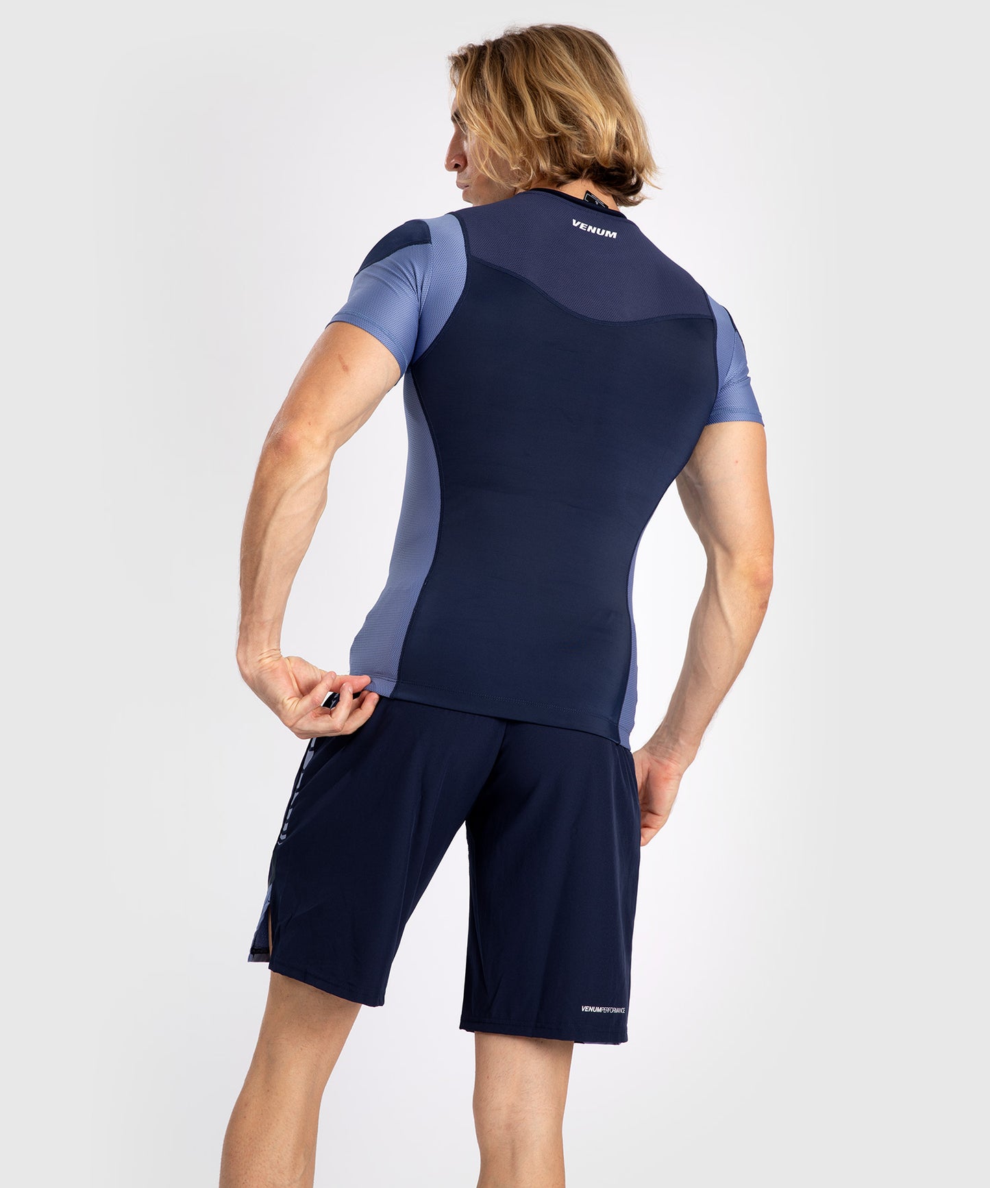 Venum Tempest Herren Kurzarm-Rashguard - Marineblau/Blau