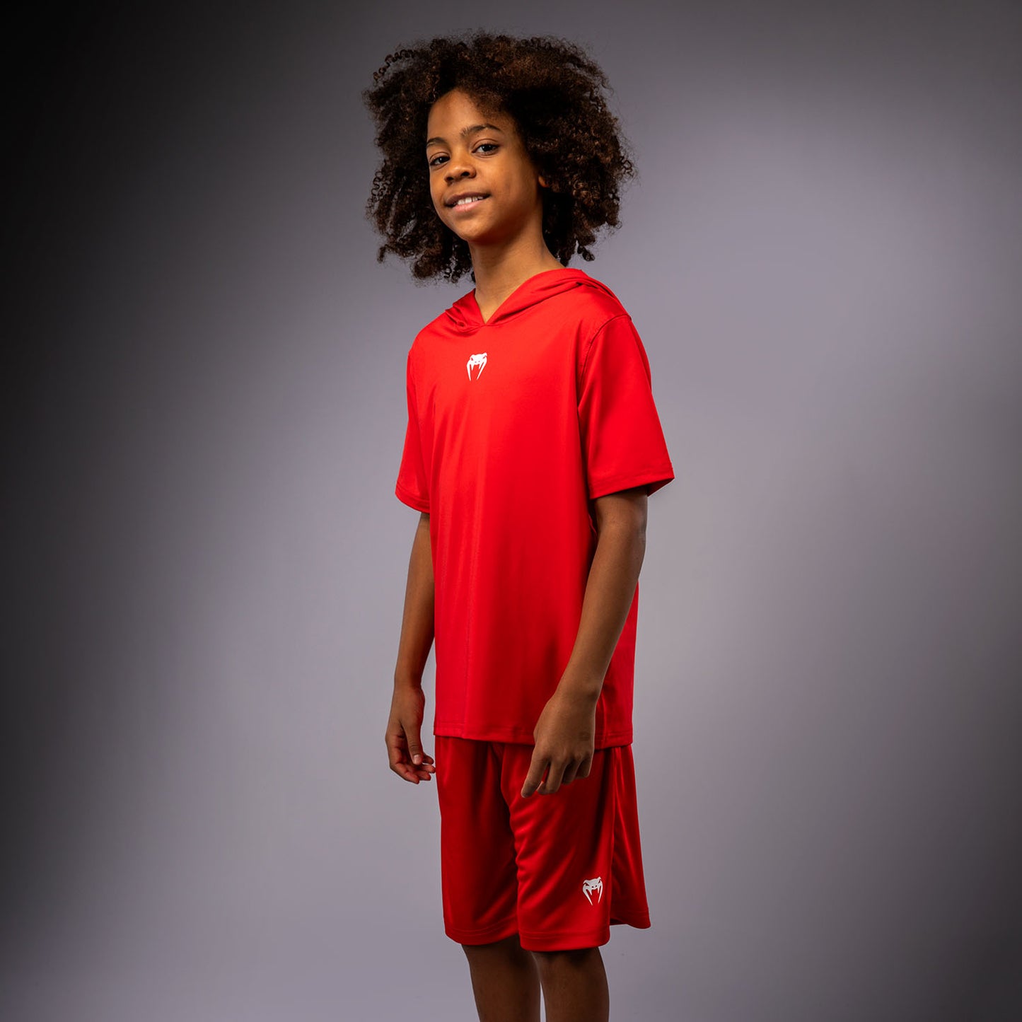 Venum Elite Kurzarm Dry-Tech Kapuzenpullover für Kinder - Rot