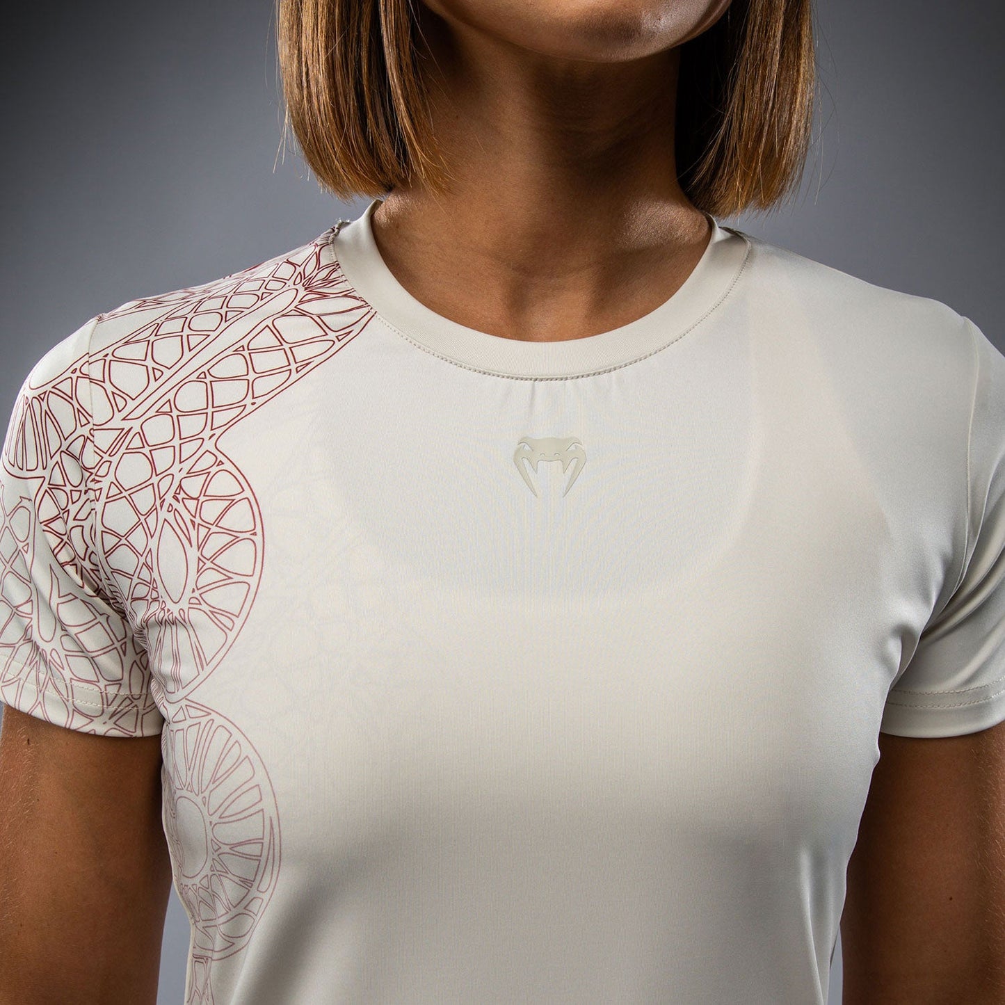 Venum Serpenti Damen Dry-Tech T-Shirt – Elfenbein/Bordeaux