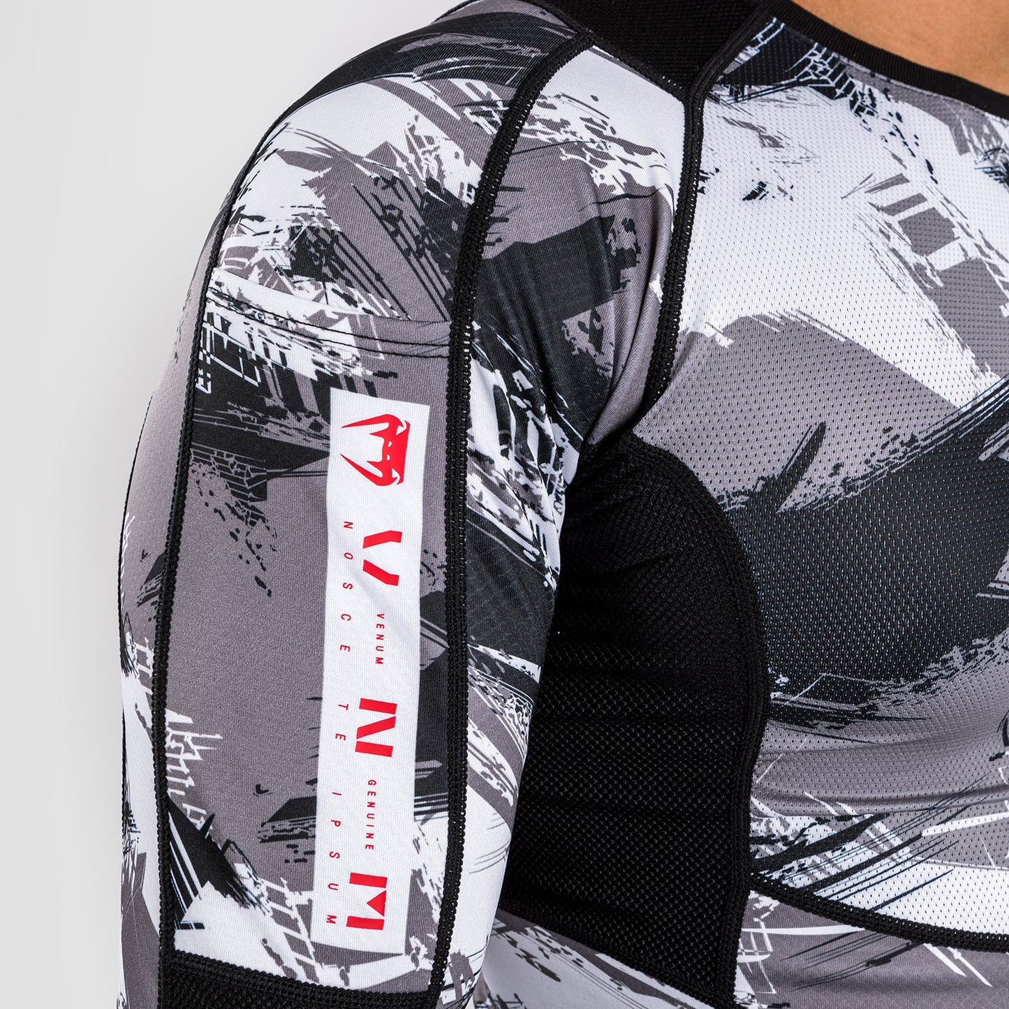 Venum Electron 3.0 Langärmeliger Rashguard - Grau/Rot