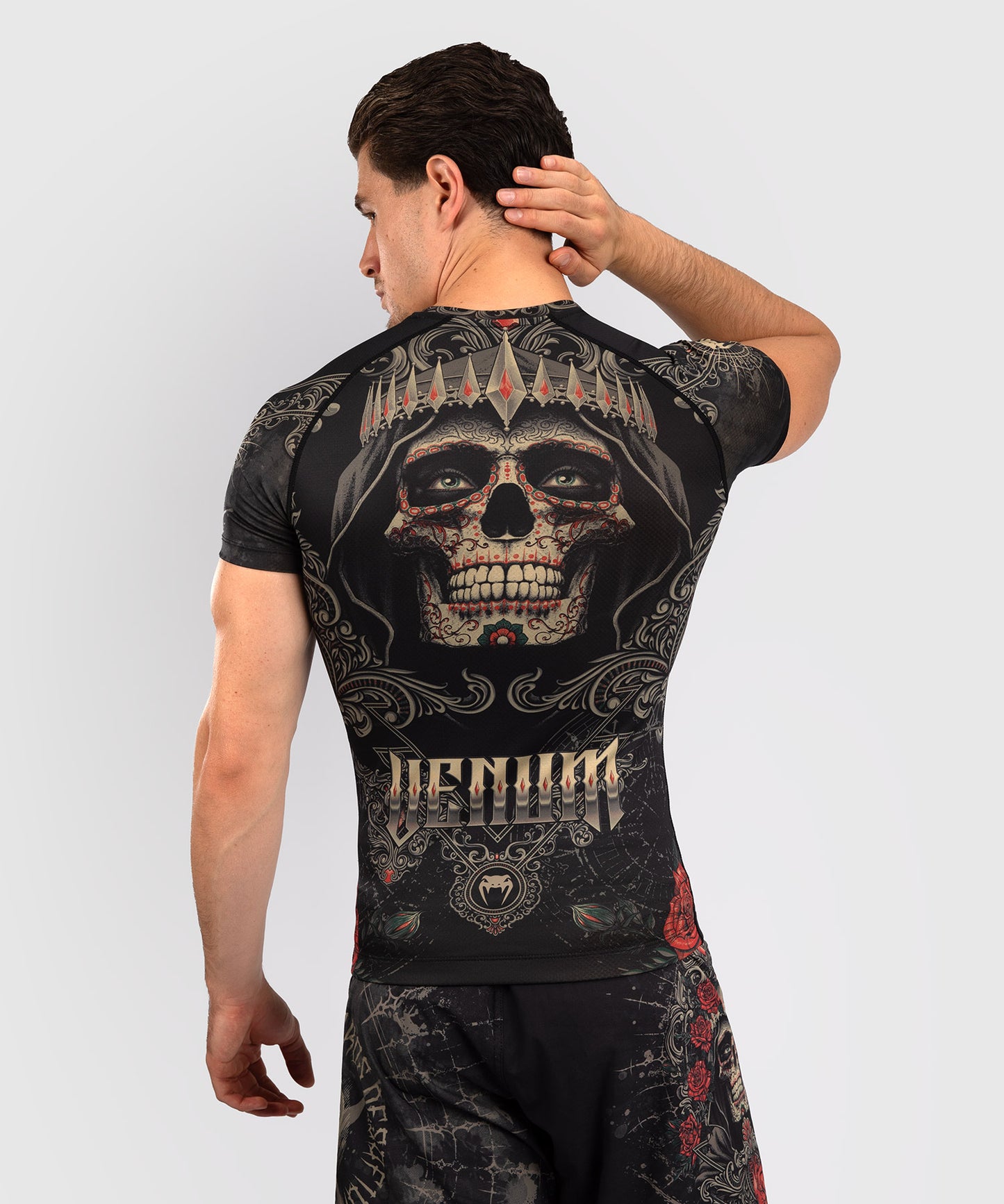 Venum Santa Muerte 5.0 Herren Kurzarm Rashguard - Tiefes Schwarz/Gold