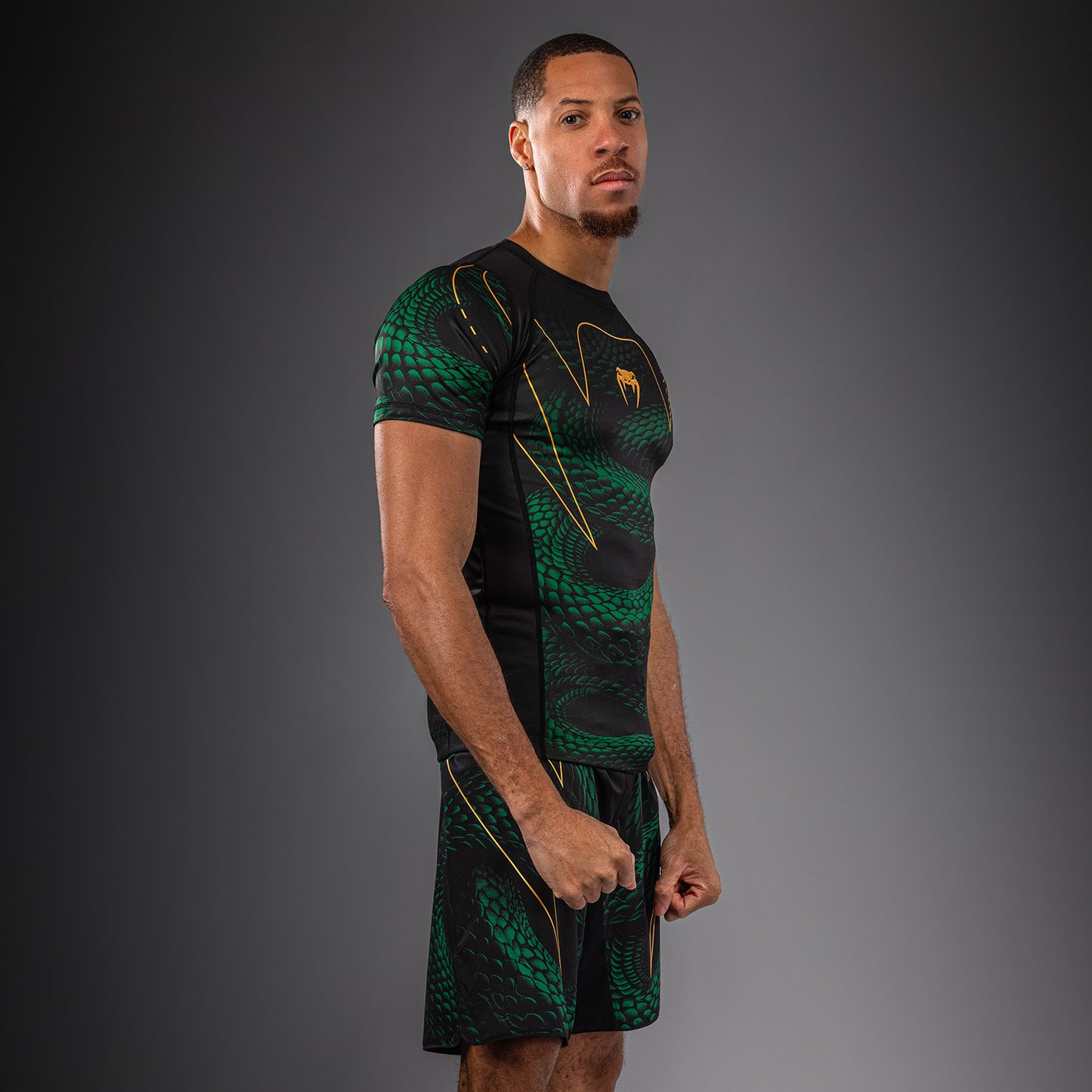 Venum Matupa Kurzarm Rashguard - Schwarz/Grün/Gold