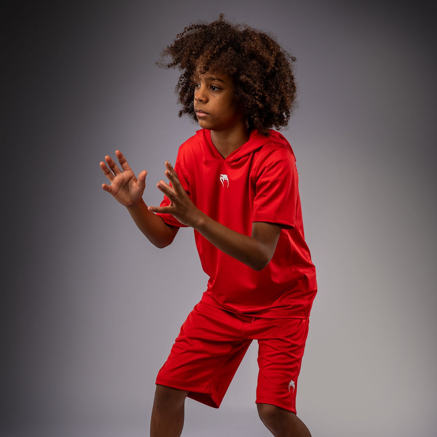 Venum Elite Kurzarm Dry-Tech Kapuzenpullover für Kinder - Rot