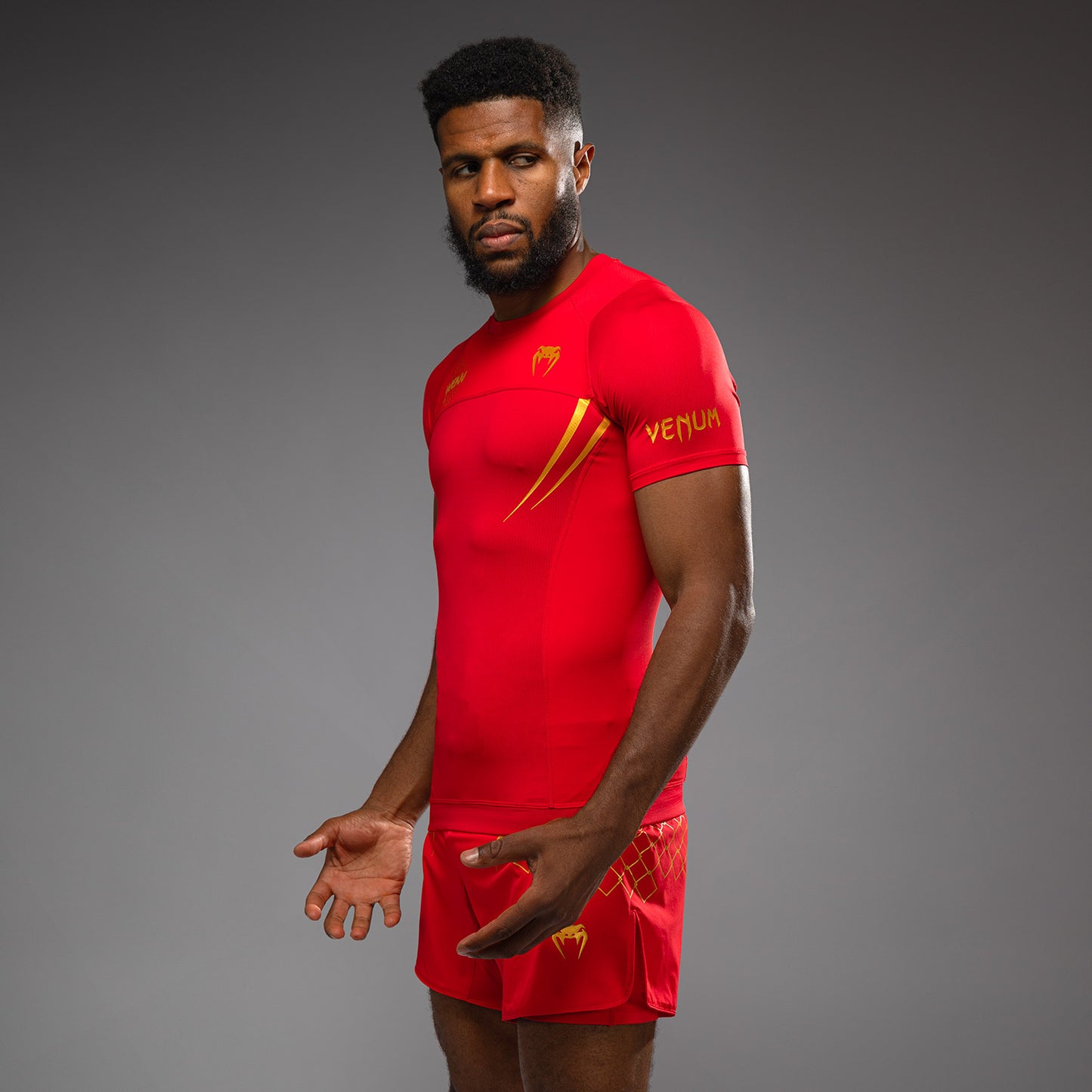 Venum x WOW FC Kurzarm Rashguard - Fury Red/ Gold