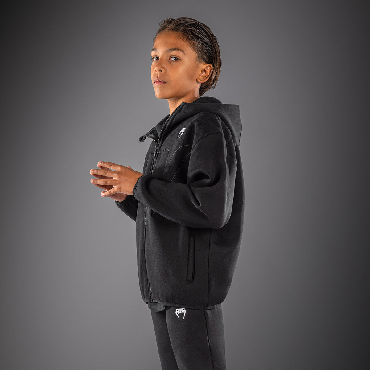 Venum Attack Fleece & Weave Kinder-Trainingsjacke - Schwarz