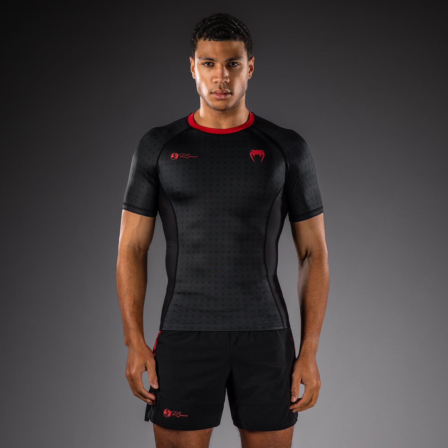 Venum x Roger Gracie Signature Kurzarm Rashguard - Schwarz/Rot