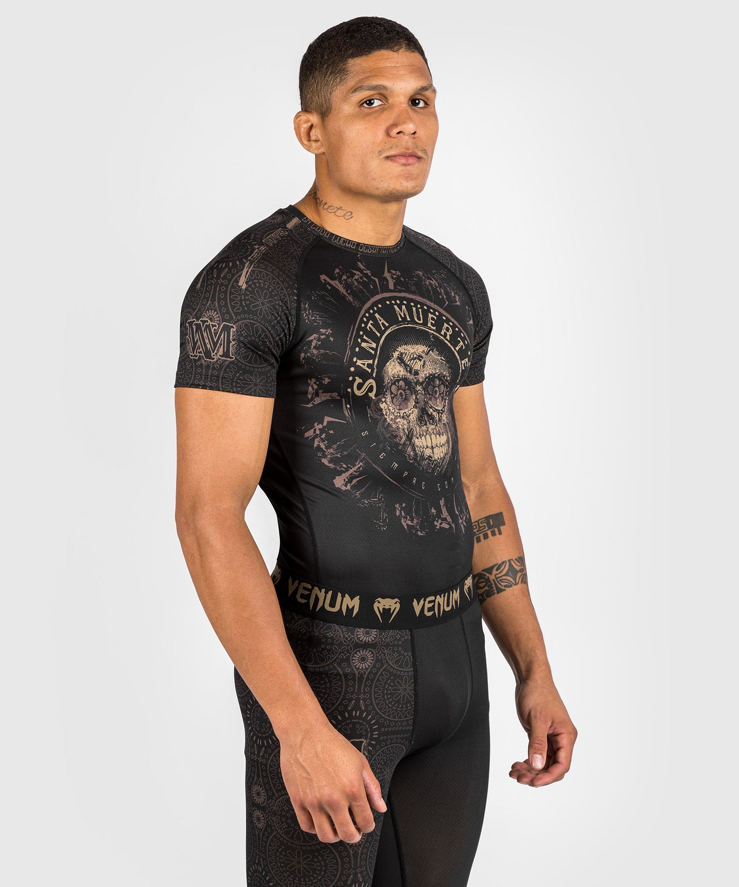 Venum Santa Muerte Dark Side - Rashguard Kurzarm - Schwarz/Braun