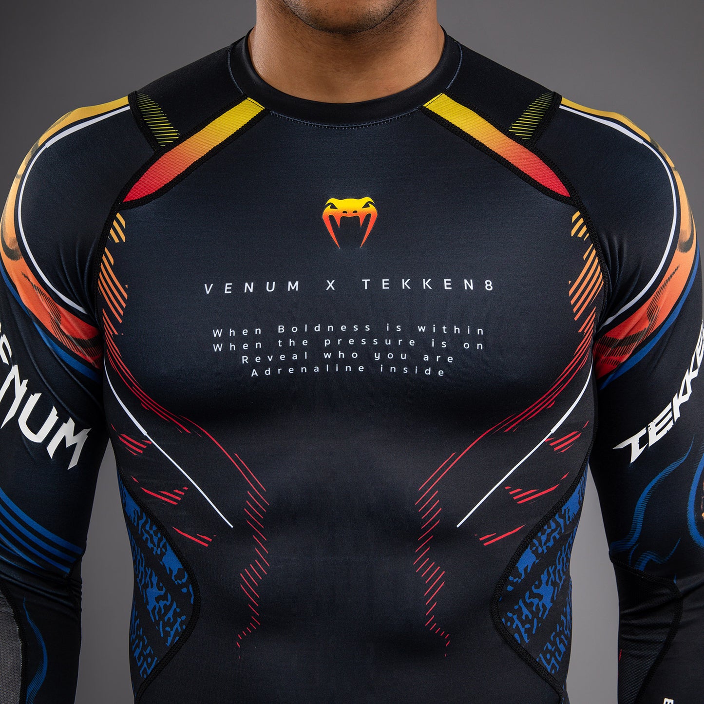 Venum x TEKKEN 8 Langarm Rashguard - Schwarz/Orange