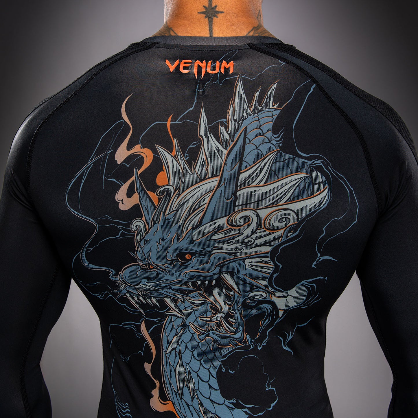 Venum Thunder Dragon Langarm Rashguard – Schwarz/Grau/Kupfer