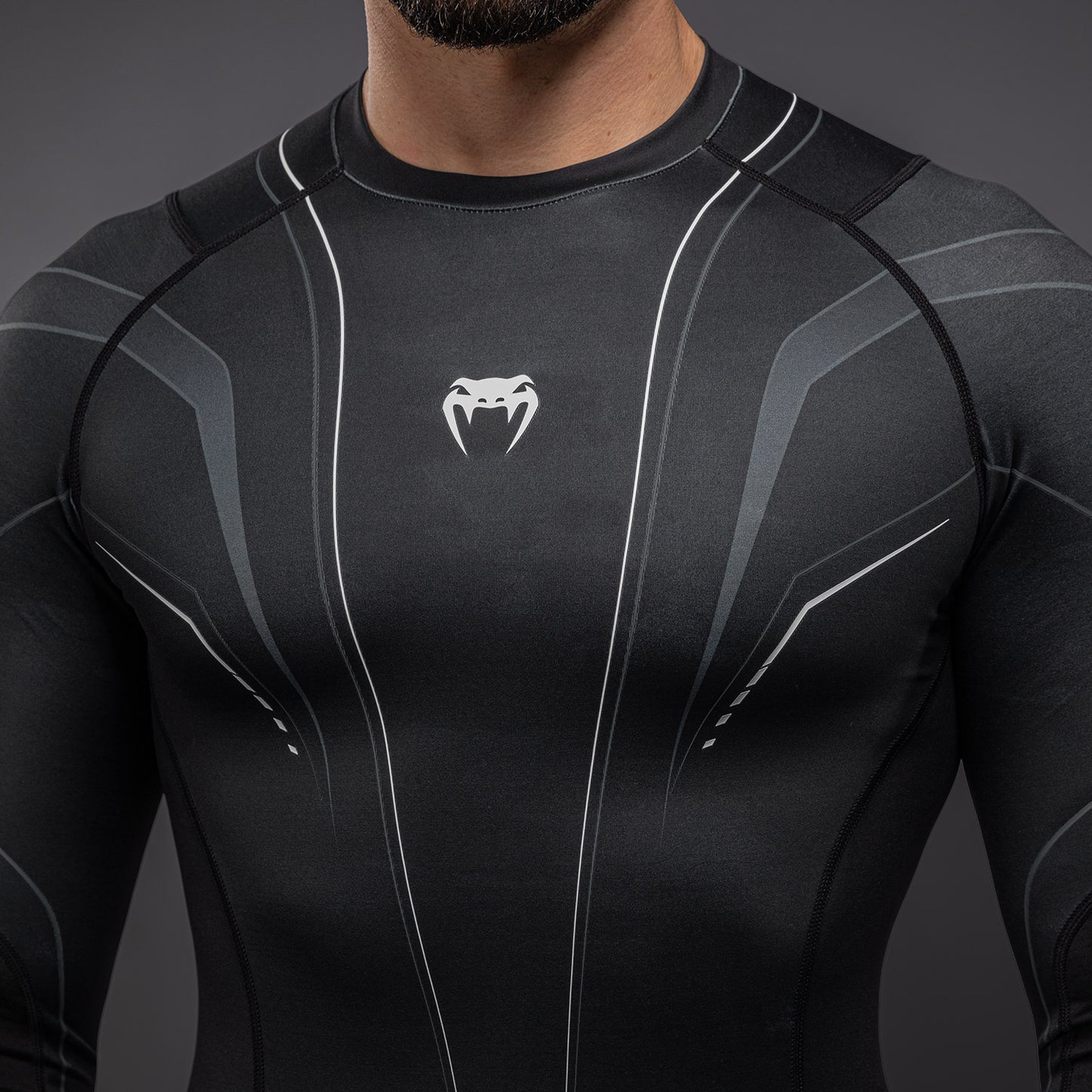 Venum Streamline Langarm Rashguard – Schwarz/Weiß