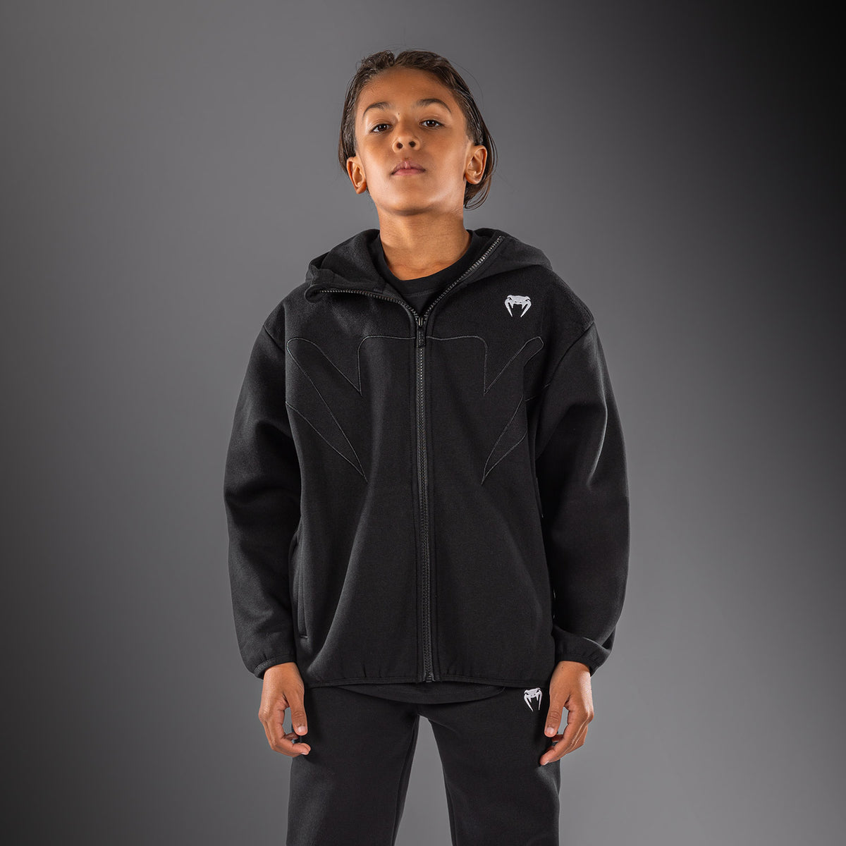 Venum Attack Fleece & Weave Kinder-Trainingsjacke - Schwarz