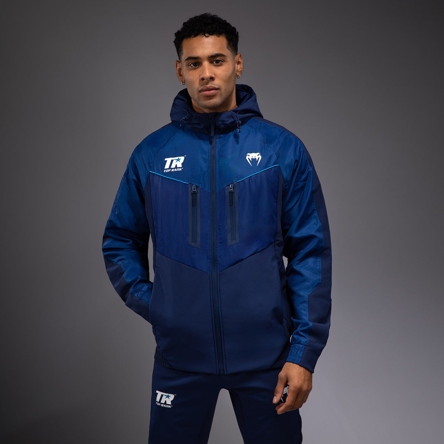 Venum x Top Rank Original Herren Full Zip Hoodie - Marineblau