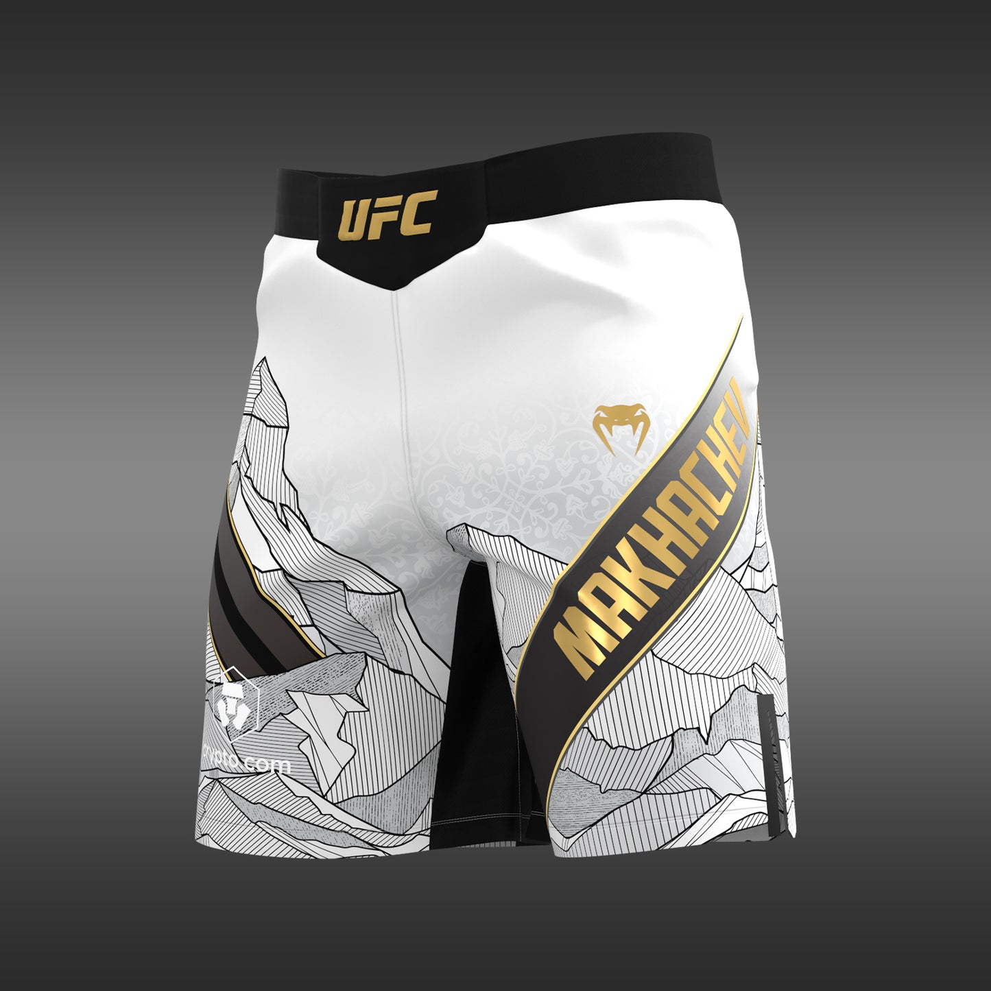 UFC Unrivaled by Venum Islam Makhachev Herren Fight Short für Männer - Weiß/Schwarz