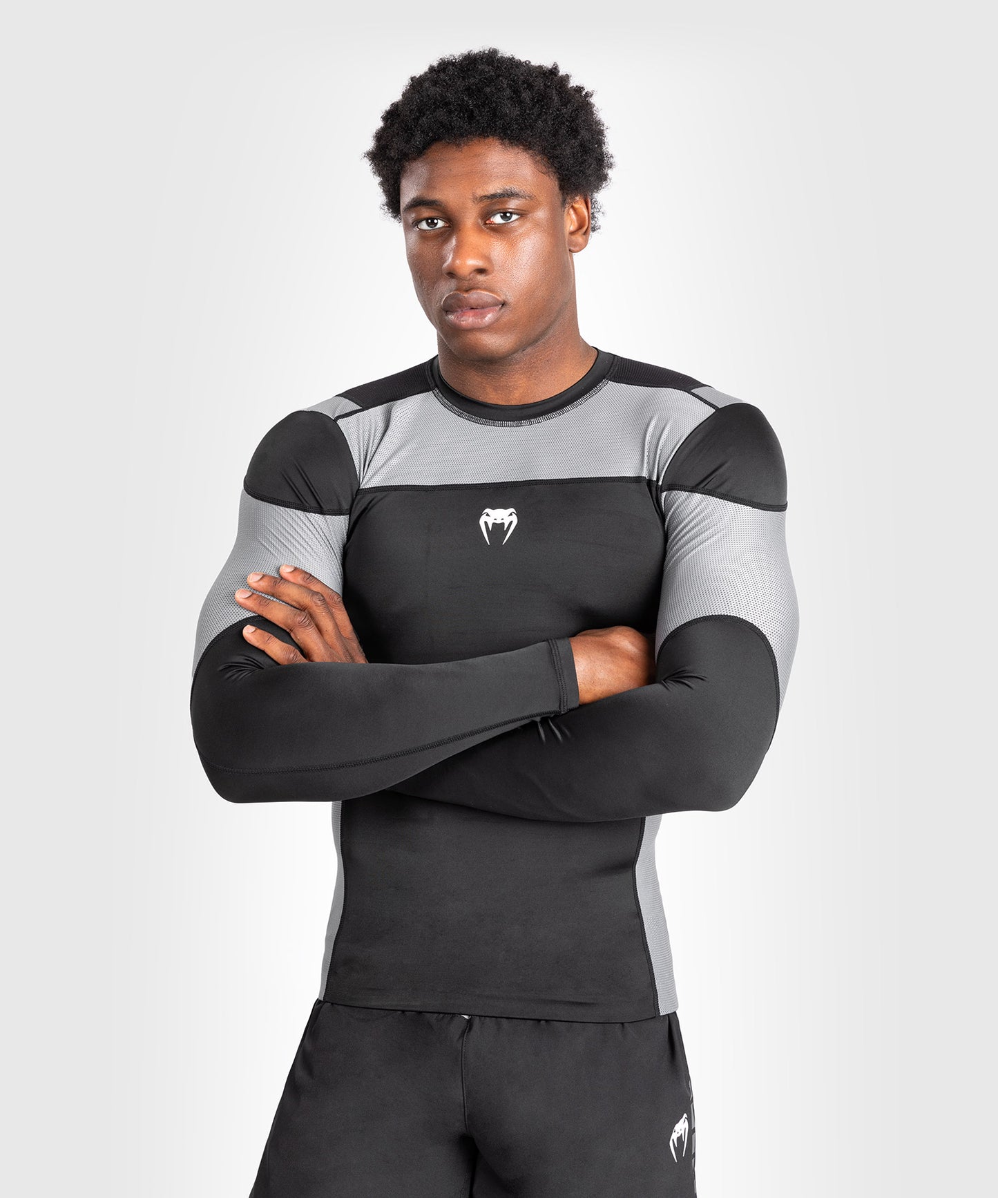 Venum Tempest Herren Langarm-Rashguard - Schwarz/Grau