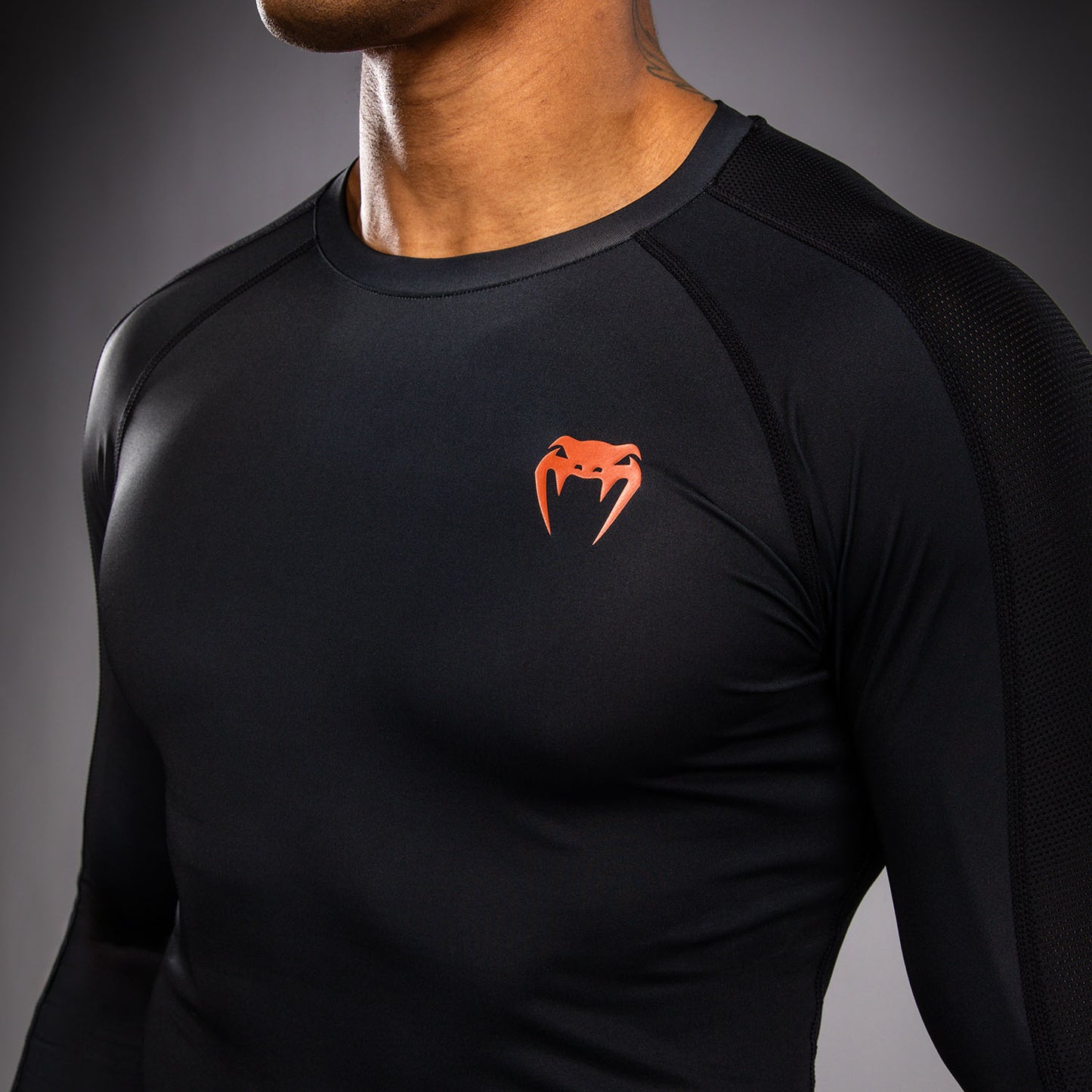 Venum Thunder Dragon Langarm Rashguard – Schwarz/Grau/Kupfer