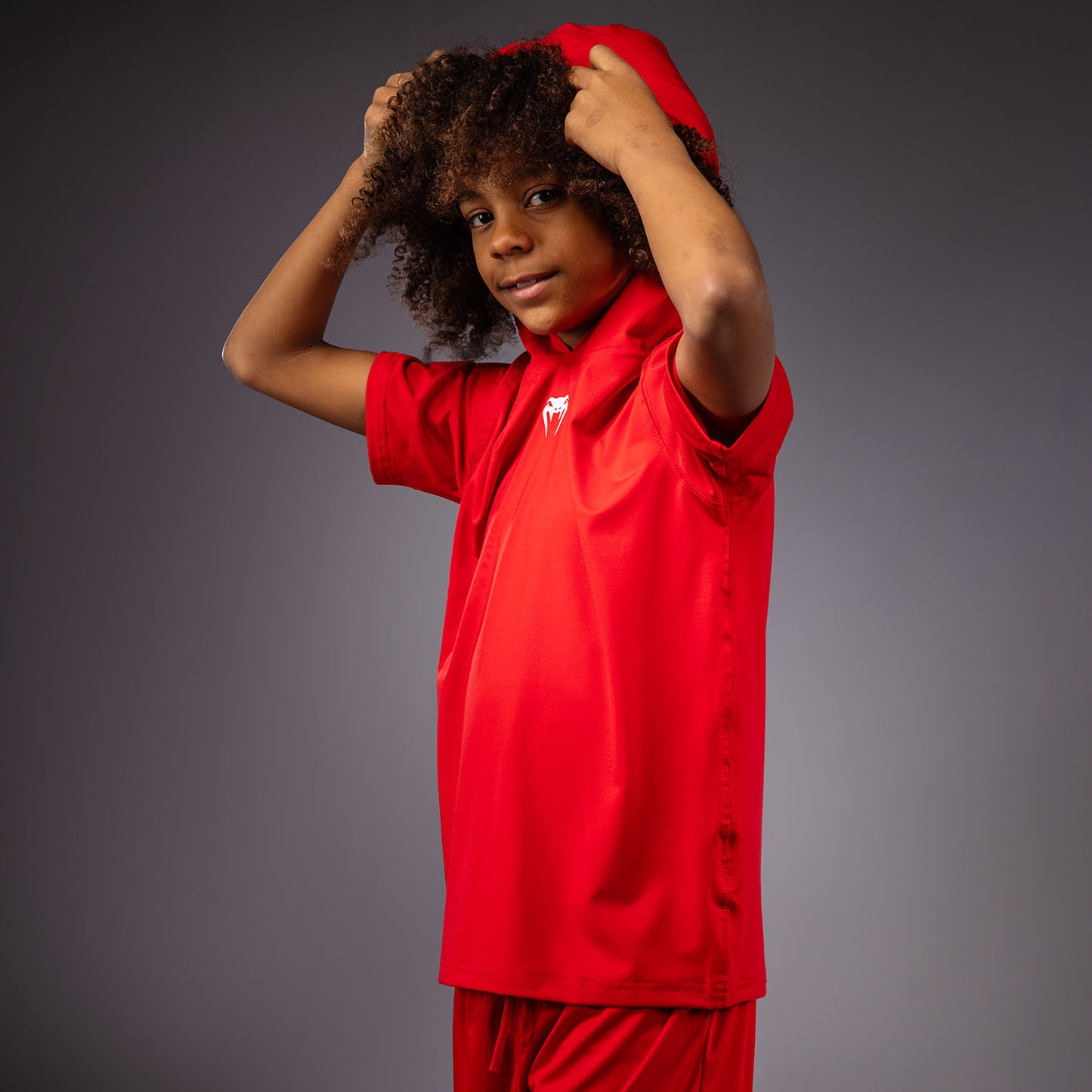 Venum Elite Kurzarm Dry-Tech Kapuzenpullover für Kinder - Rot