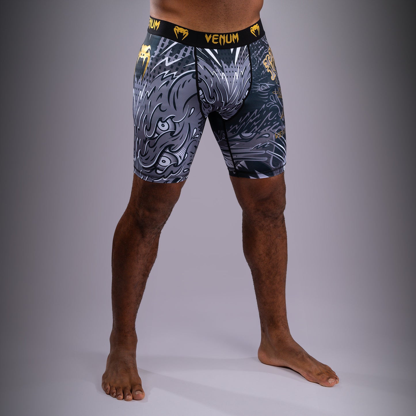 Venum Wolf Atak Kompressionsshort – Schwarz/Grau