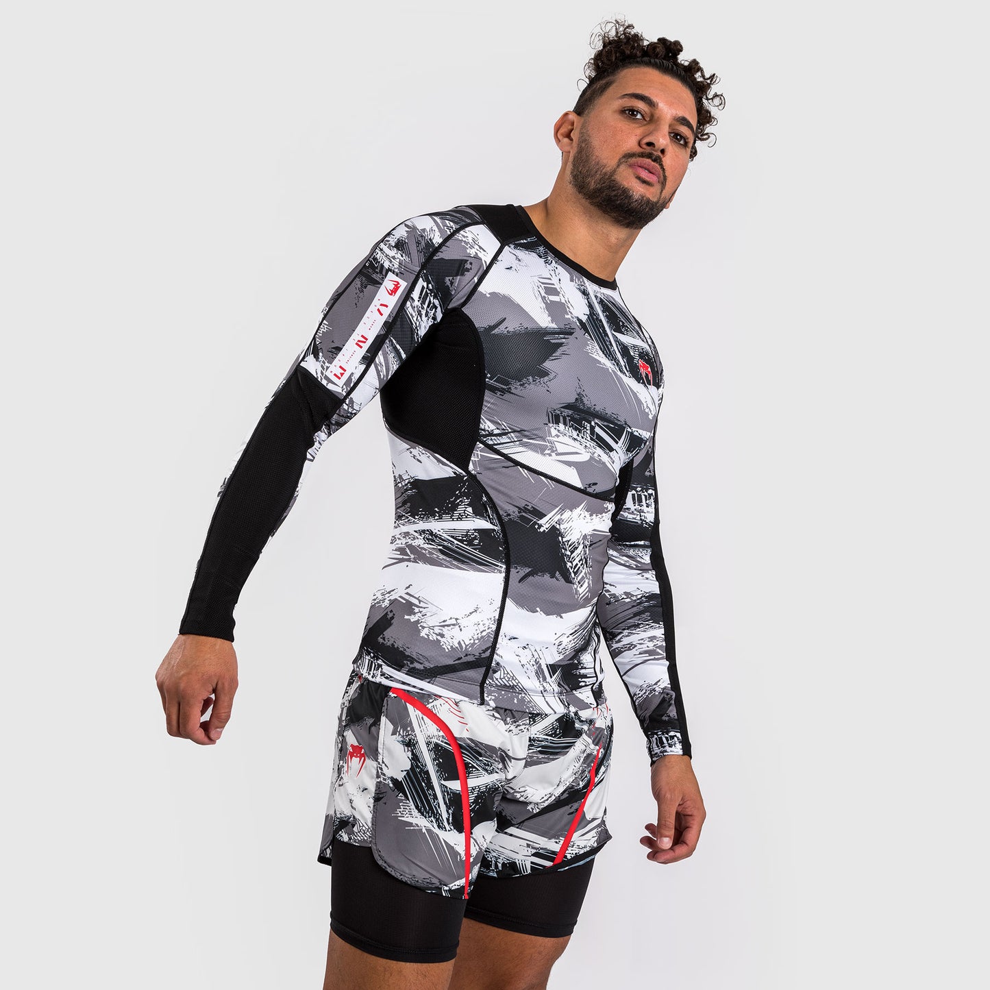 Venum Electron 3.0 Langärmeliger Rashguard - Grau/Rot