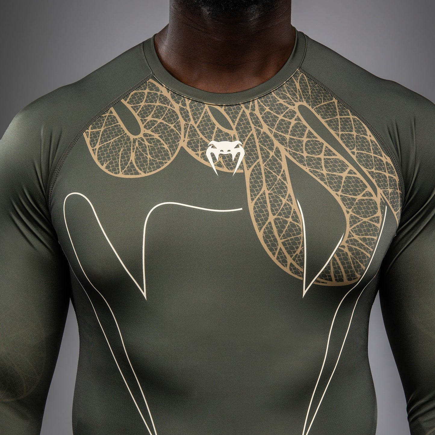 Venum Serpenti Langarm Rashguard – Khaki/Bronze/Ivory