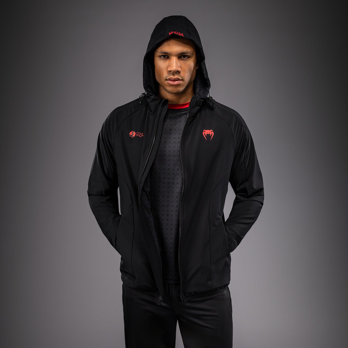 Venum x Roger Gracie Signature Jacke mit Reißverschluss - Schwarz/Rot