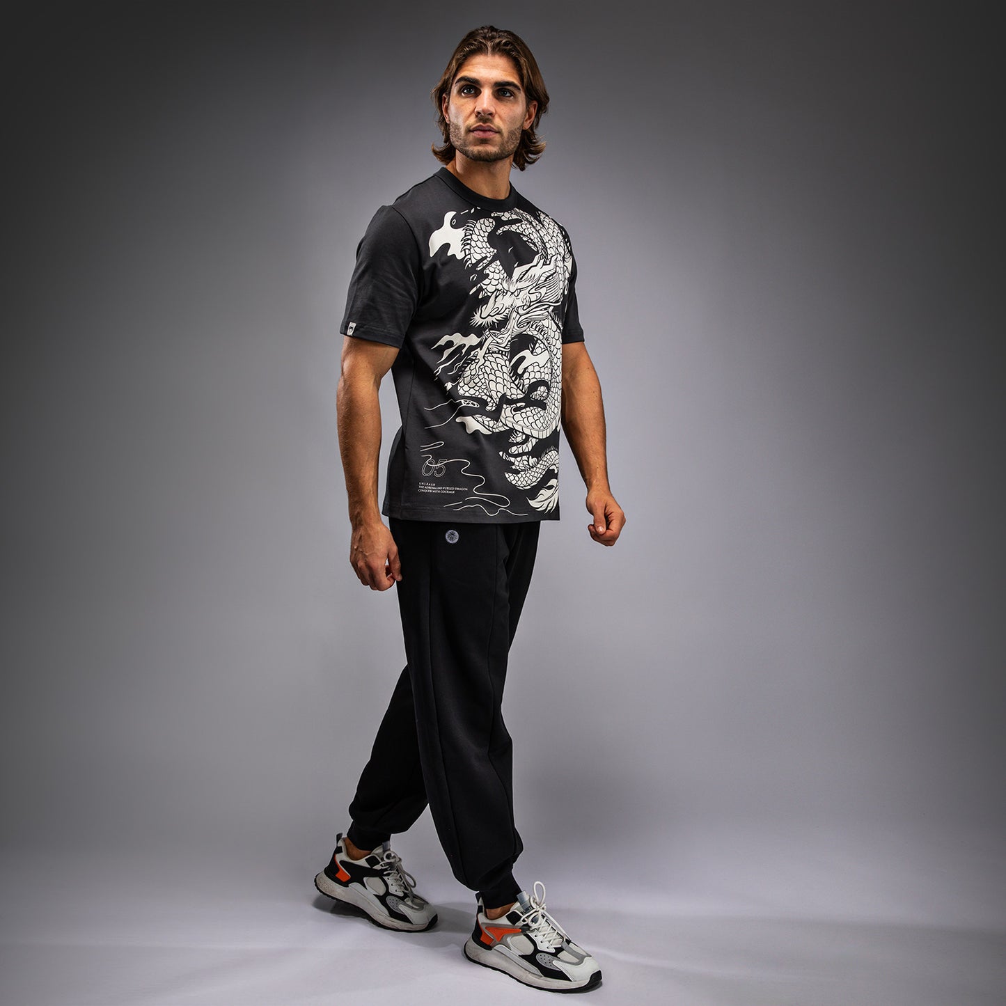Venum Dragon’s Flight Herren T-Shirt - Anthrazitgrau/Cremeweiß