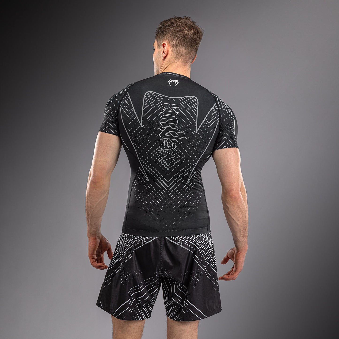Venum Midnight Fury Kurzarm Rashguard – Schwarz/Grau/Silber