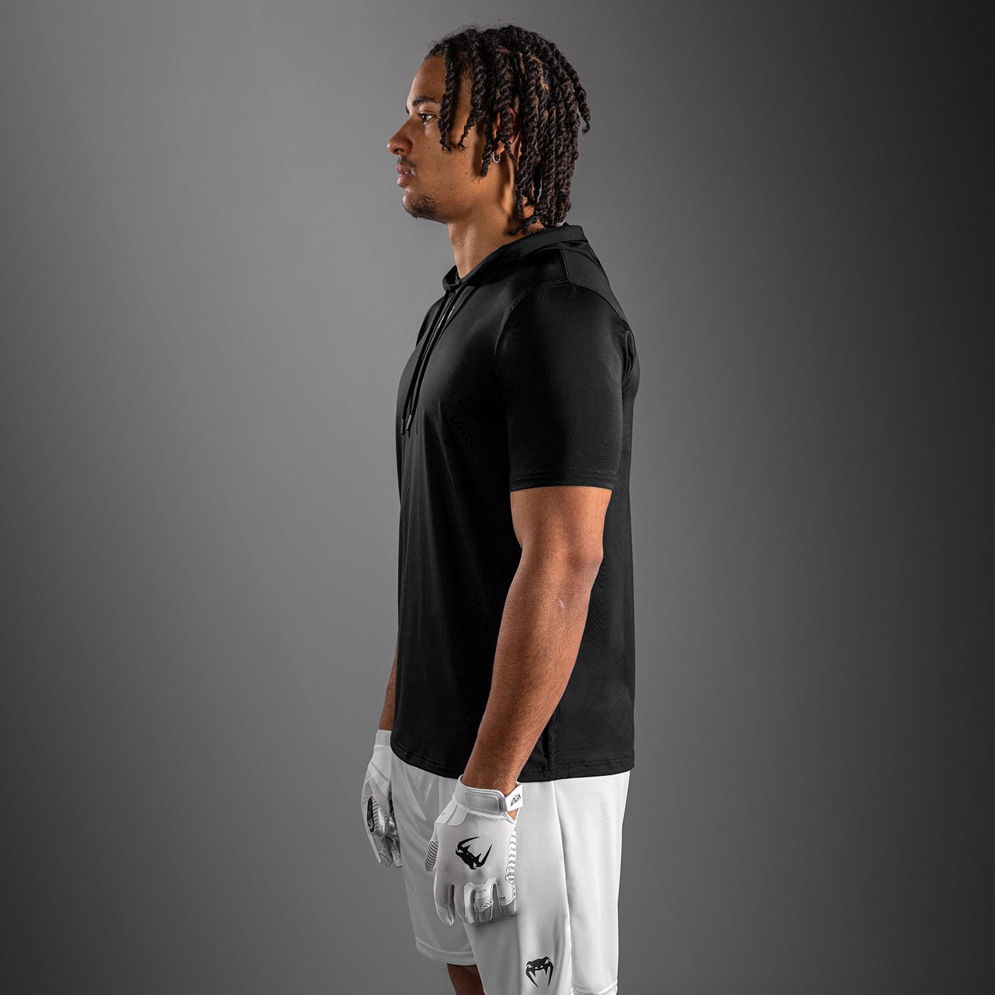 Venum Elite Kurzarm Dry-Tech Kapuzenpullover - Schwarz