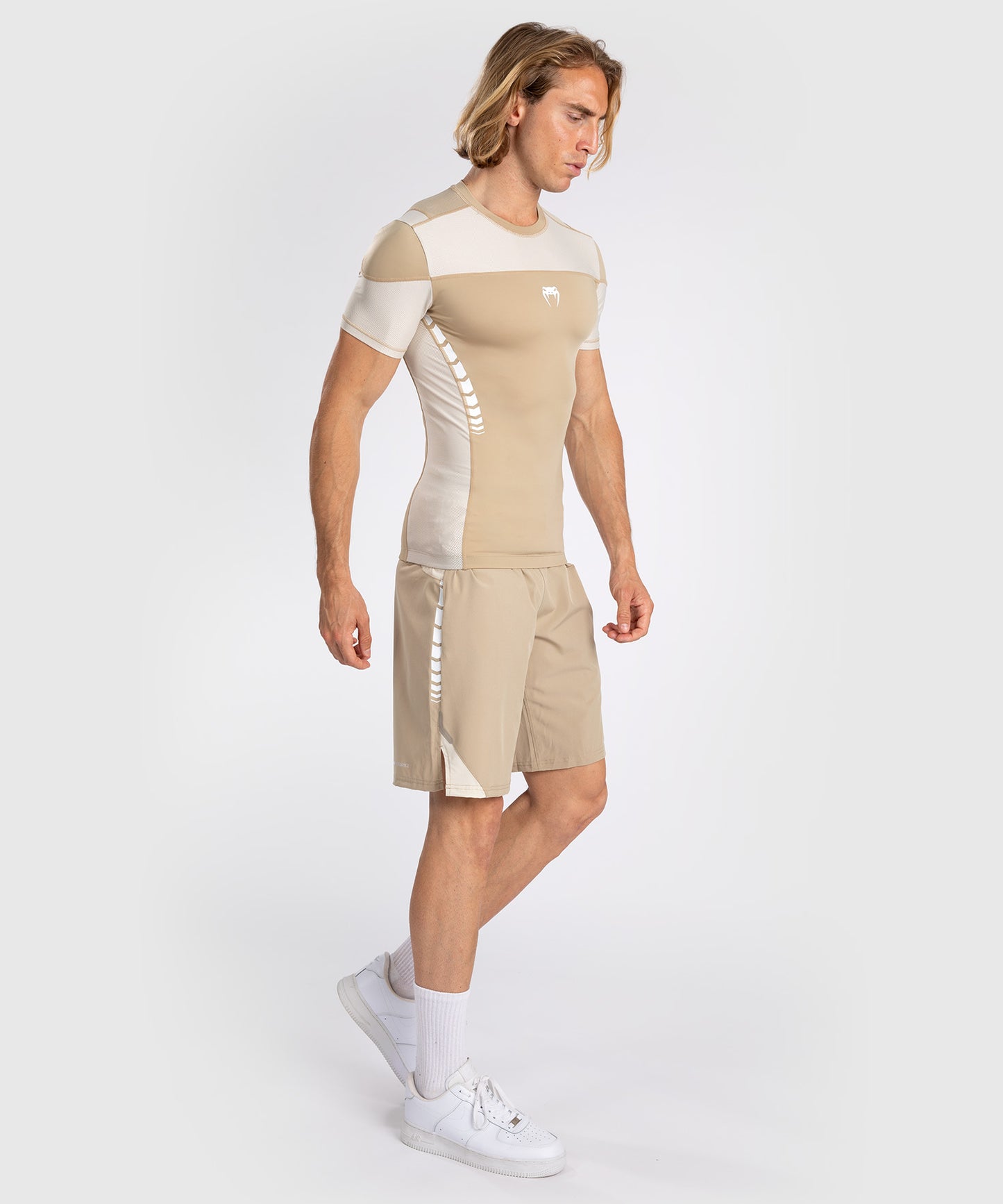 Venum Tempest Herren Kurzarm Rashguard - Beige/Sand