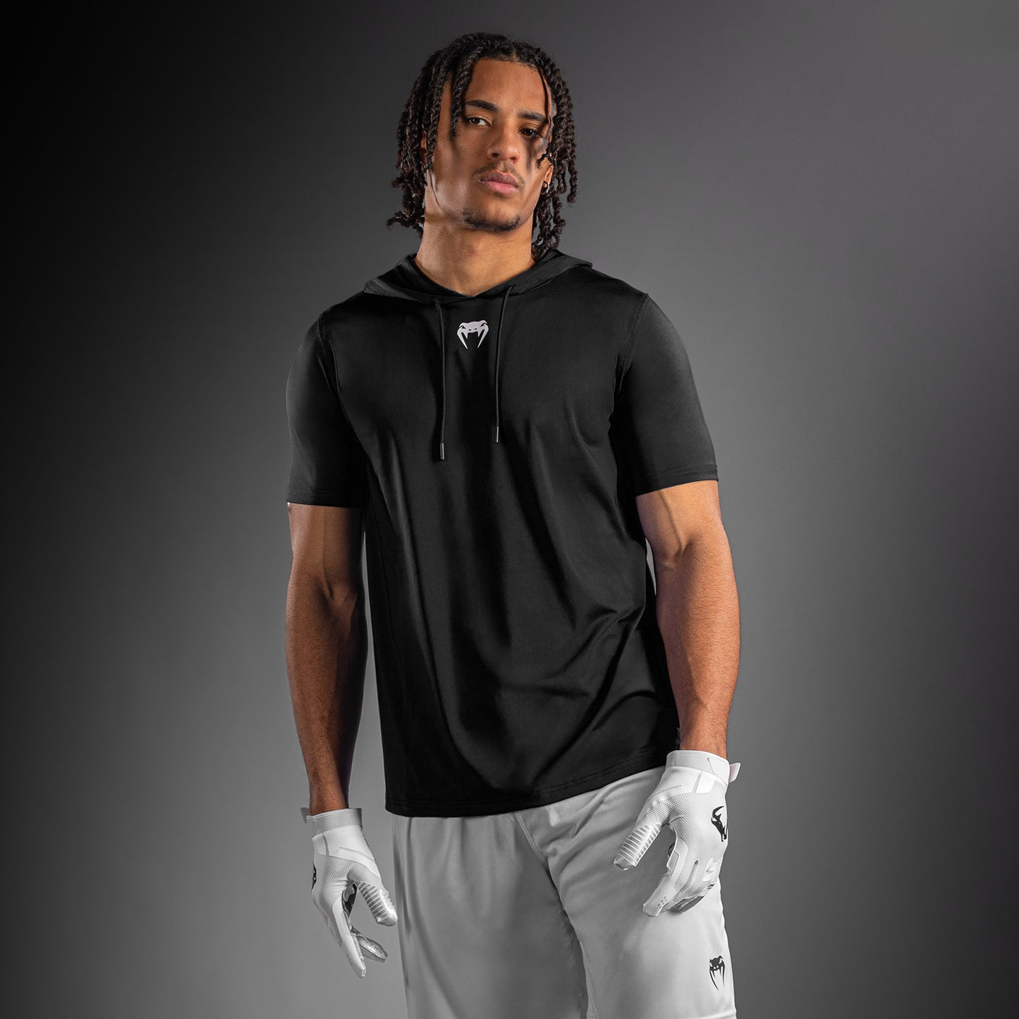 Venum Elite Kurzarm Dry-Tech Kapuzenpullover - Schwarz