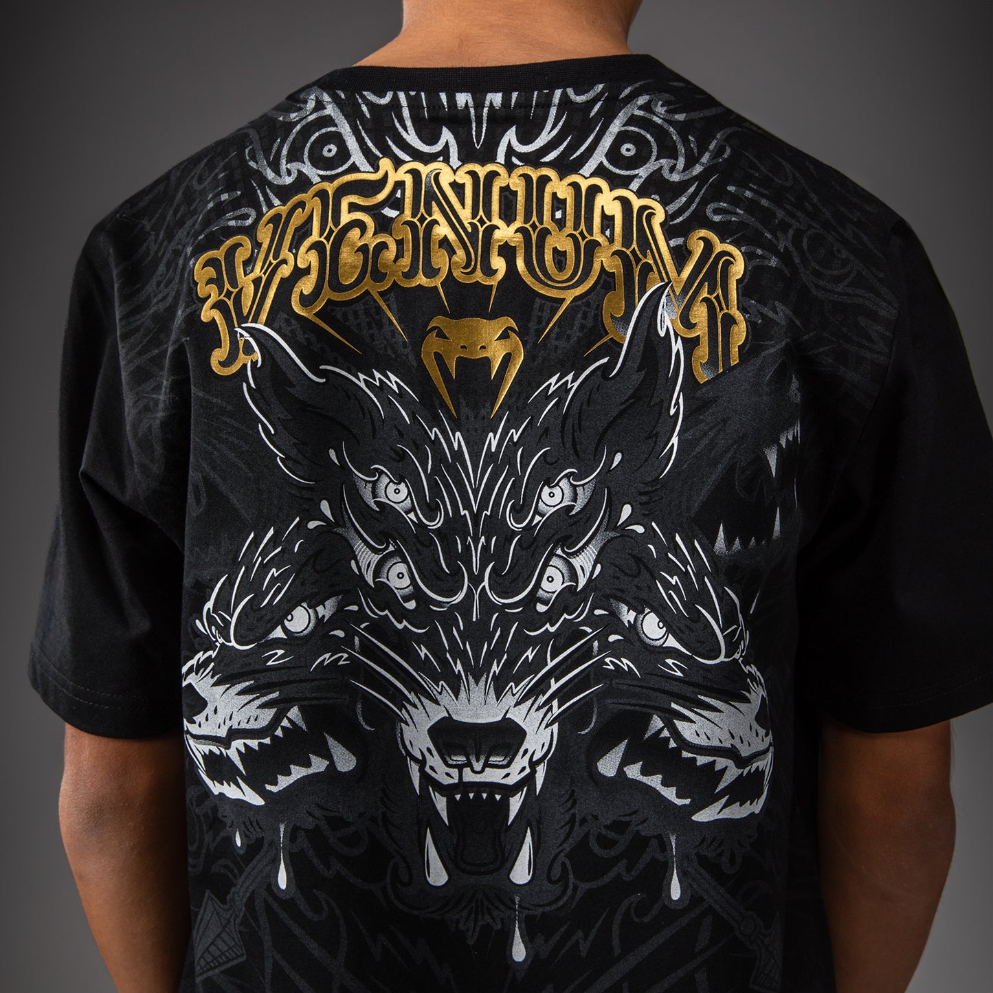 Venum Wolf Atak Kinder T-Shirt – Schwarz/Grau