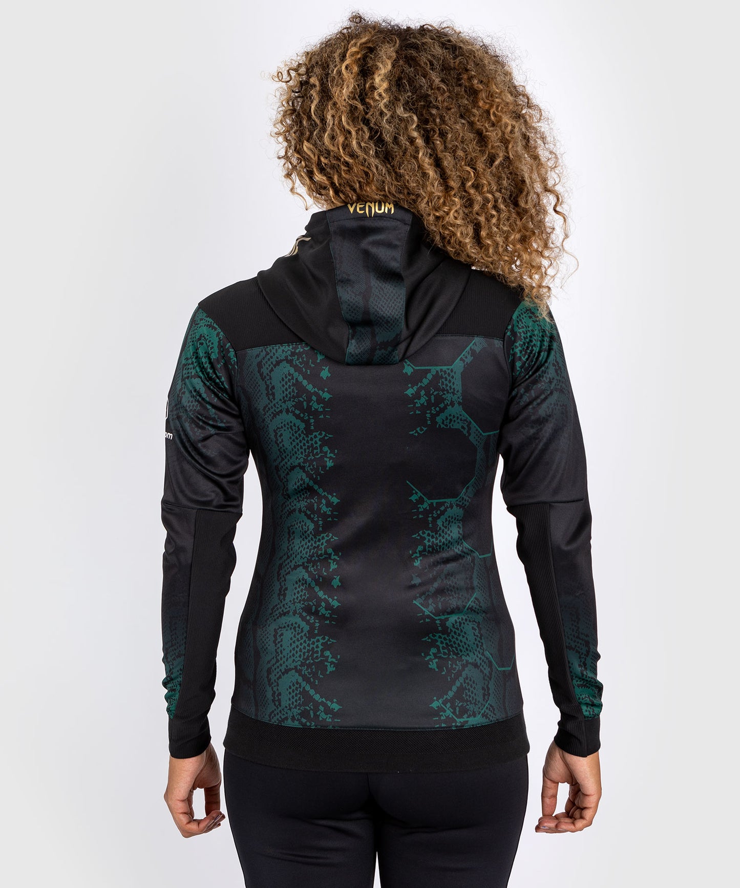 UFC Adrenaline by Venum Authentic Fight Night Walkout-Hoodie für Frauen - Emerald Edition - Grün/Schwarz/Gold