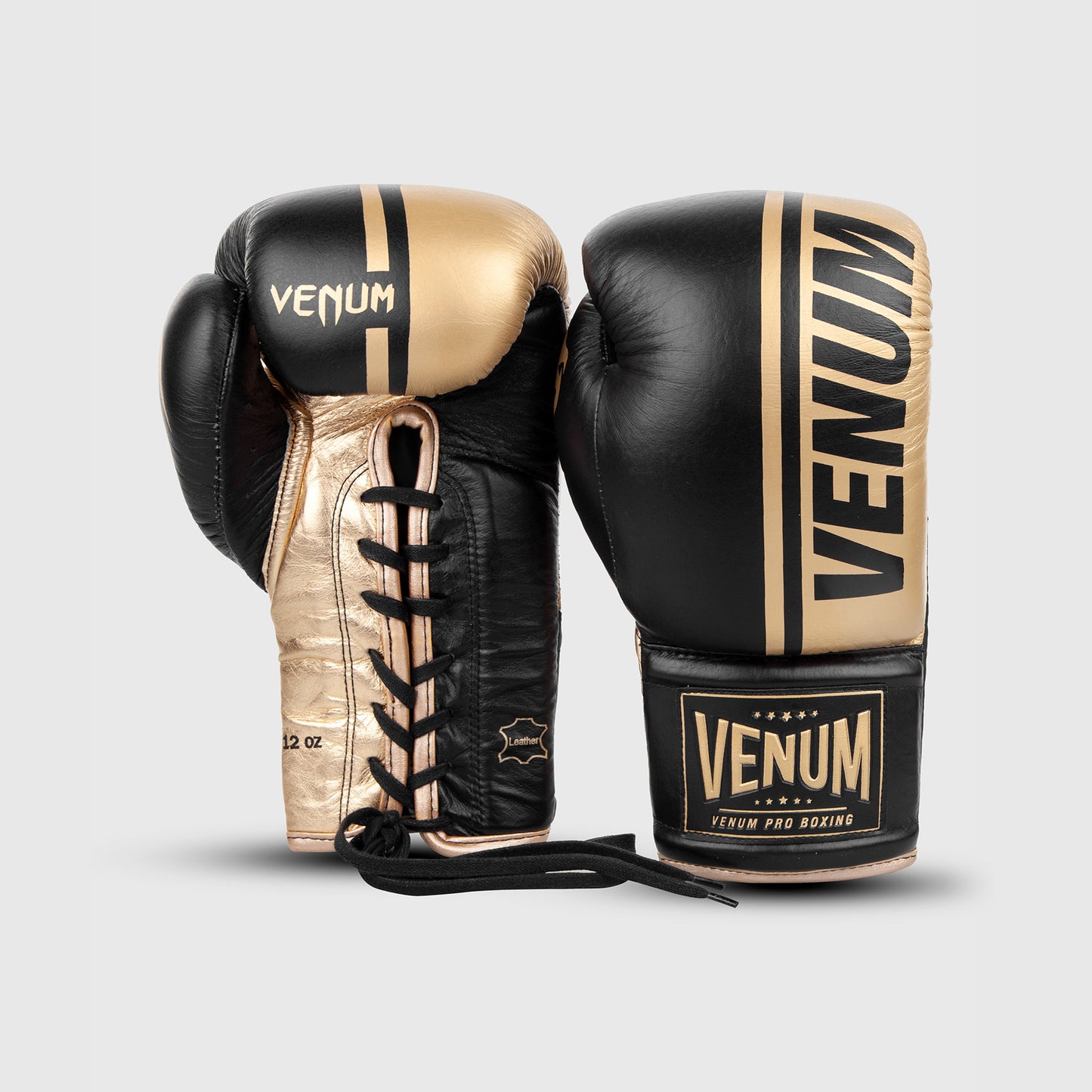 Venum Shield Profi-Boxhandschuhe mit Schnürung - Schwarz/Gold