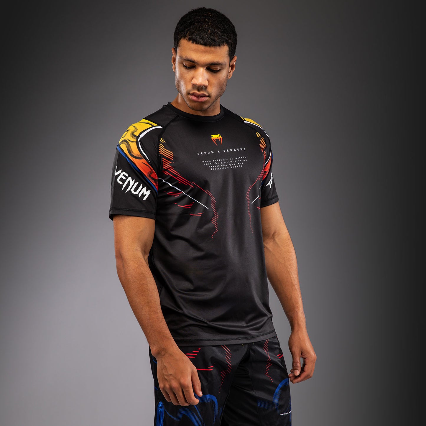 Venum x TEKKEN 8 Dry-Tech T‑Shirt Yoshimitsu - Schwarz/Orange