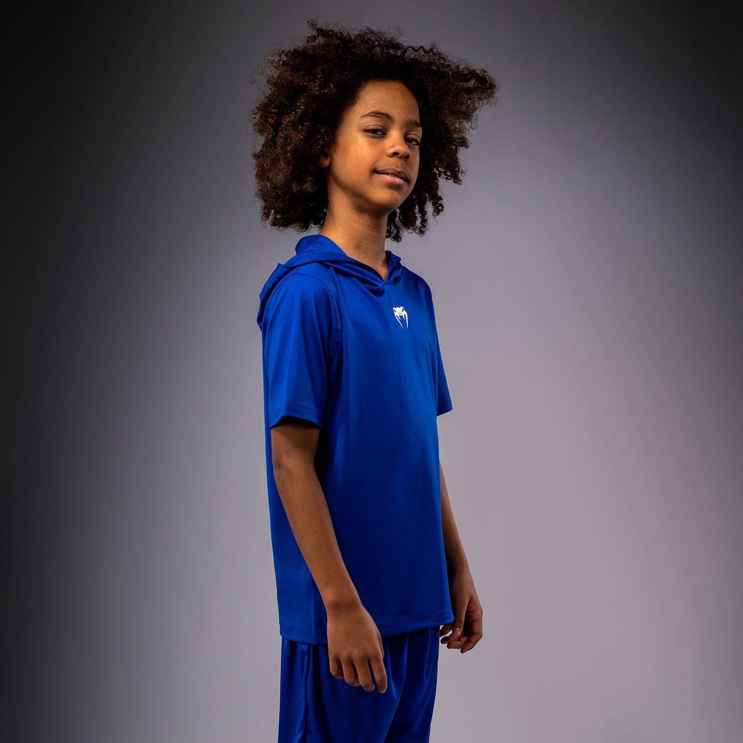Venum Elite Kurzarm Dry-Tech Kapuzenpullover für Kinder - Königsblau